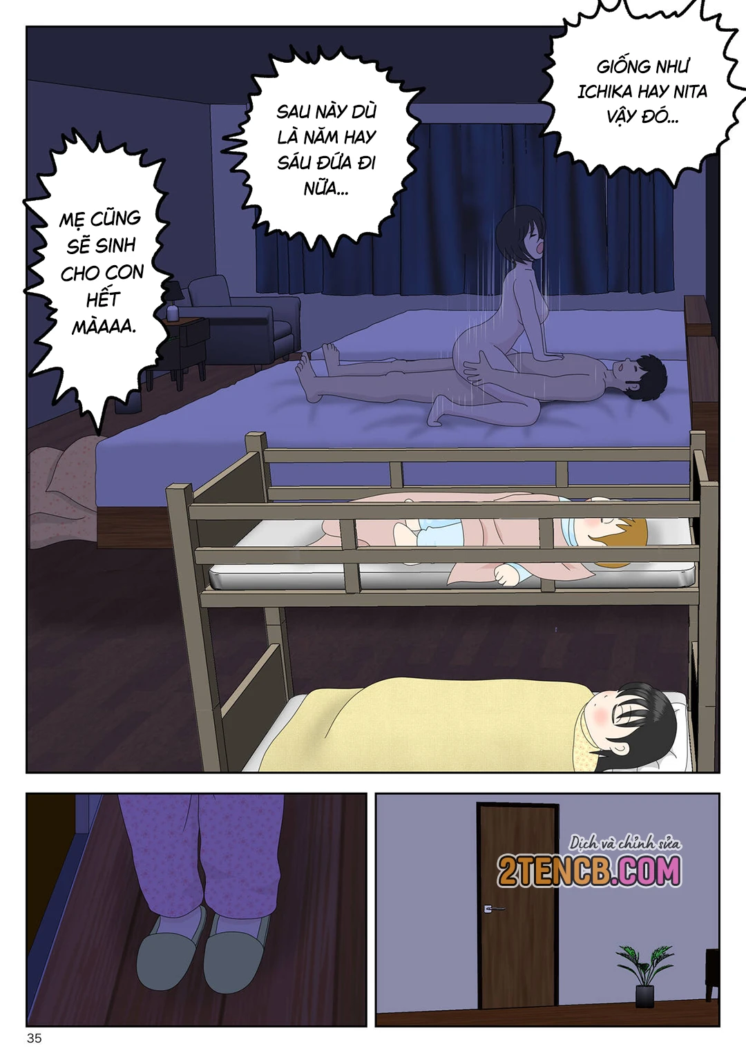 HentaiVN.net - Ảnh 36 - Bị mẹ phát hiện đang rình trộm thủ dâm [Onaneta Kaa-san; Masturbating to Mom] - Chap 5-2 - Một cái kết khác