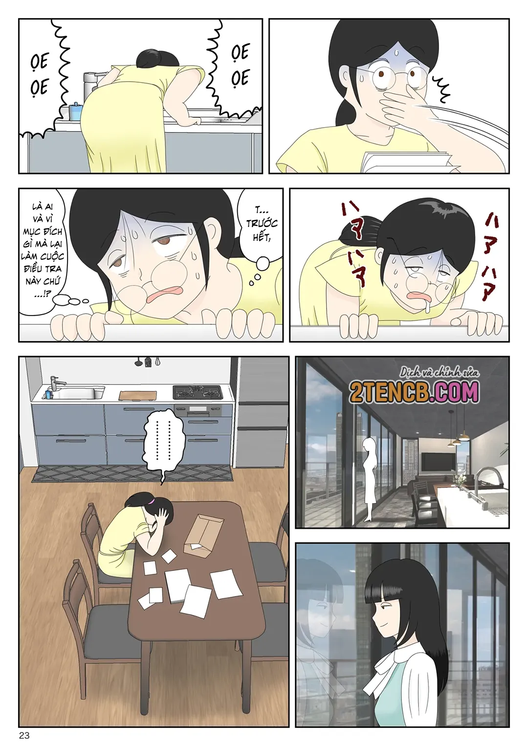 HentaiVN.net - Ảnh 23 - Bị mẹ phát hiện đang rình trộm thủ dâm [Onaneta Kaa-san; Masturbating to Mom] - Chap 10