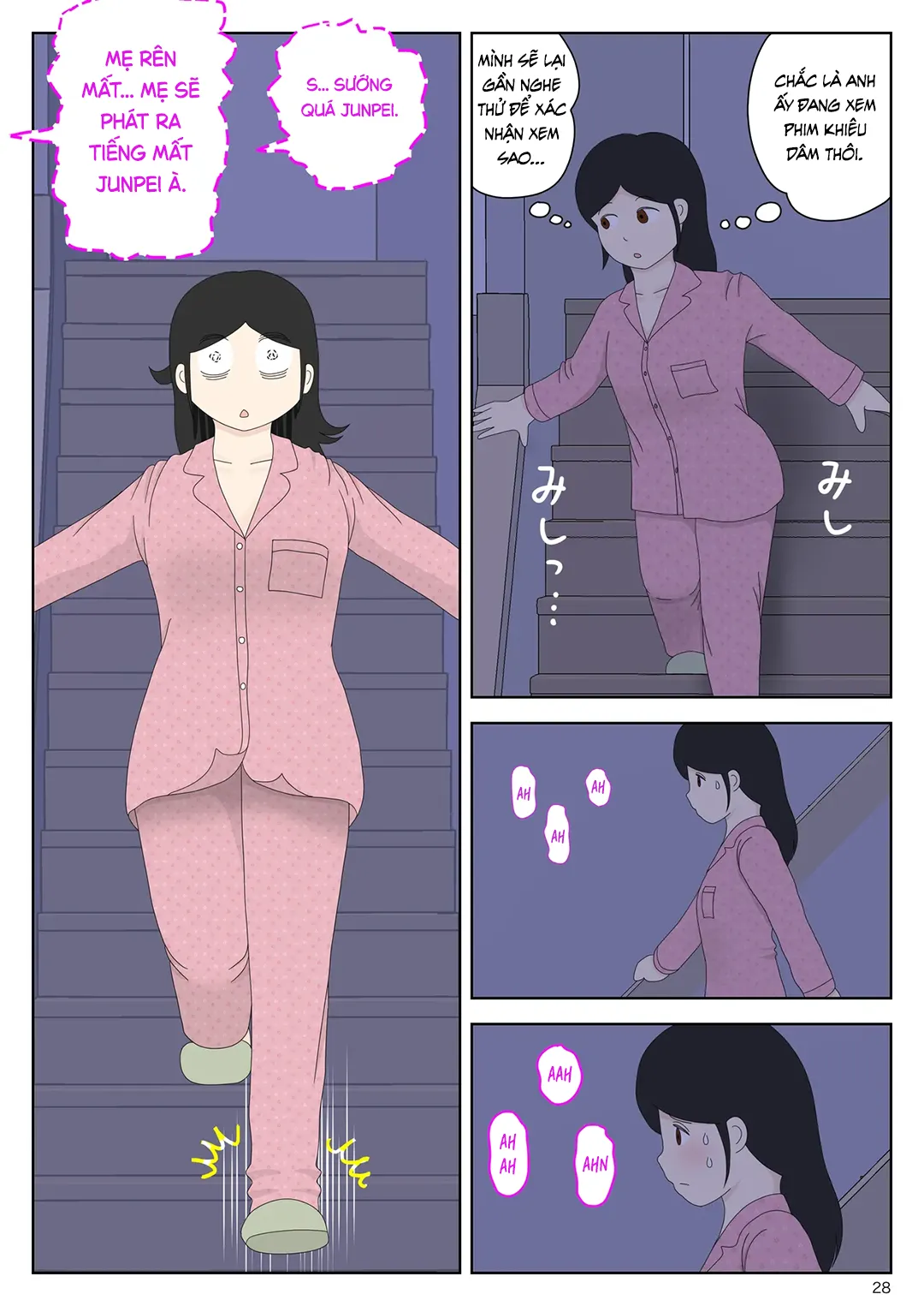 HentaiVN.net - Ảnh 28 - Bị mẹ phát hiện đang rình trộm thủ dâm [Onaneta Kaa-san; Masturbating to Mom] - Chap 10