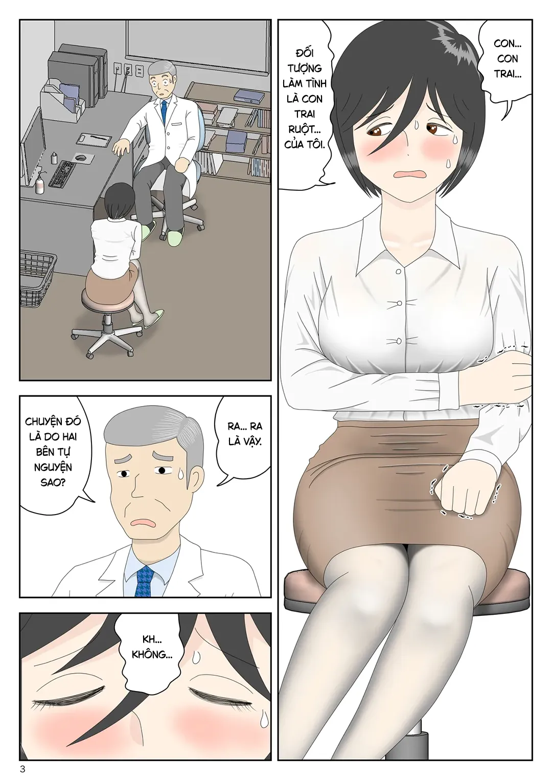 HentaiVN.net - Ảnh 3 - Bị mẹ phát hiện đang rình trộm thủ dâm [Onaneta Kaa-san; Masturbating to Mom] - Chap 10