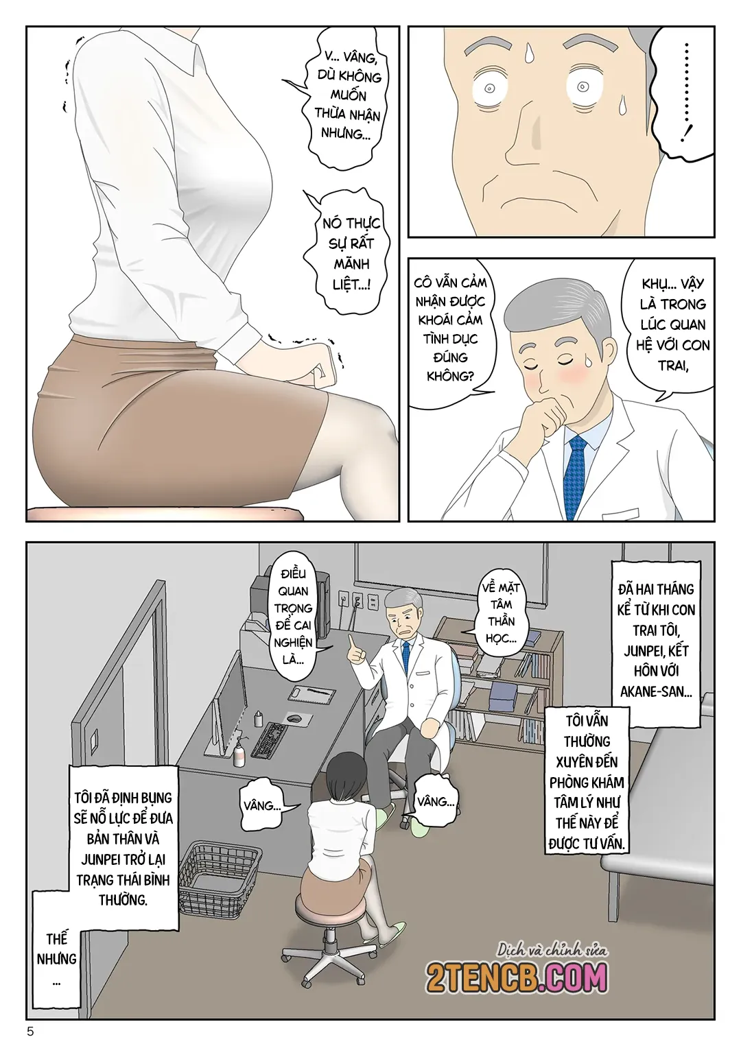 HentaiVN.net - Ảnh 5 - Bị mẹ phát hiện đang rình trộm thủ dâm [Onaneta Kaa-san; Masturbating to Mom] - Chap 10
