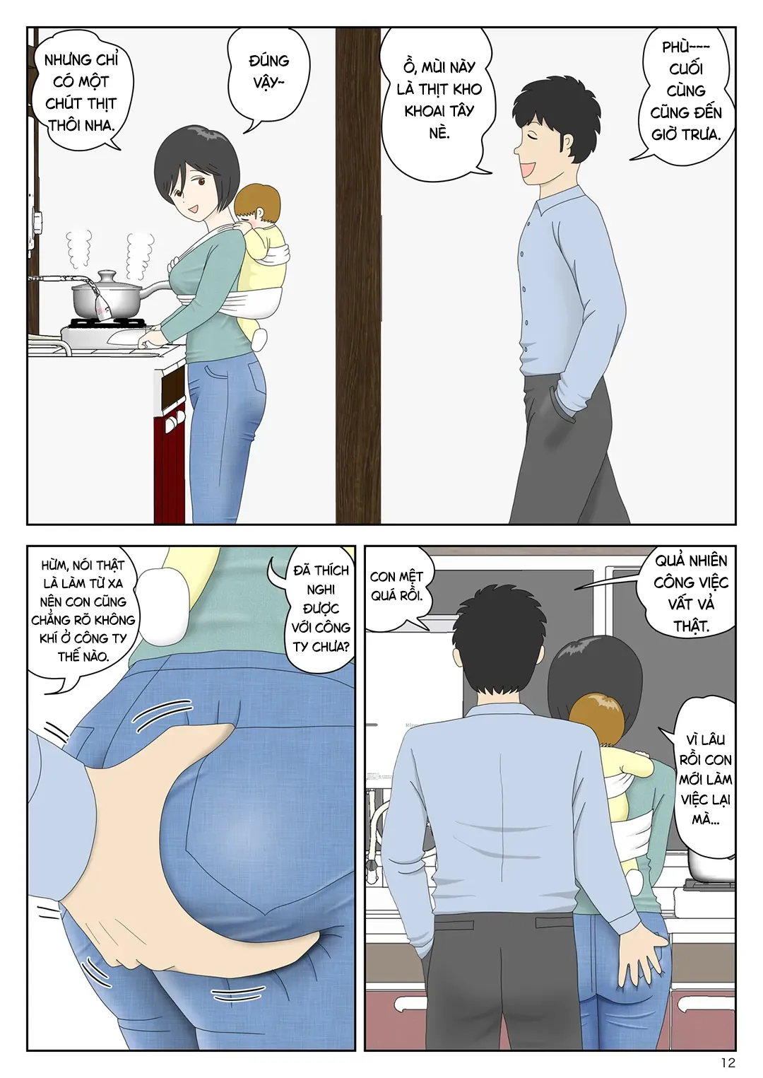 HentaiVN.net - Ảnh 12 - Bị mẹ phát hiện đang rình trộm thủ dâm [Onaneta Kaa-san; Masturbating to Mom] - Chap 11