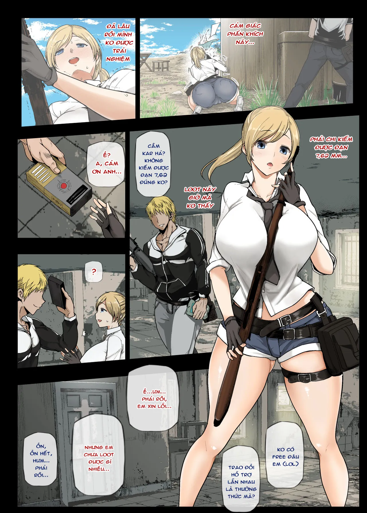 HentaiVN.net - Ảnh 7 - Geneki Joshidaisei to, Iyarashii Donkatsu (PlayerUnknown's Battlegrounds, PUBG) [Nữ Sinh Viên Năng Động Và Chiến Thắng Damdang] - Oneshot - 1.1