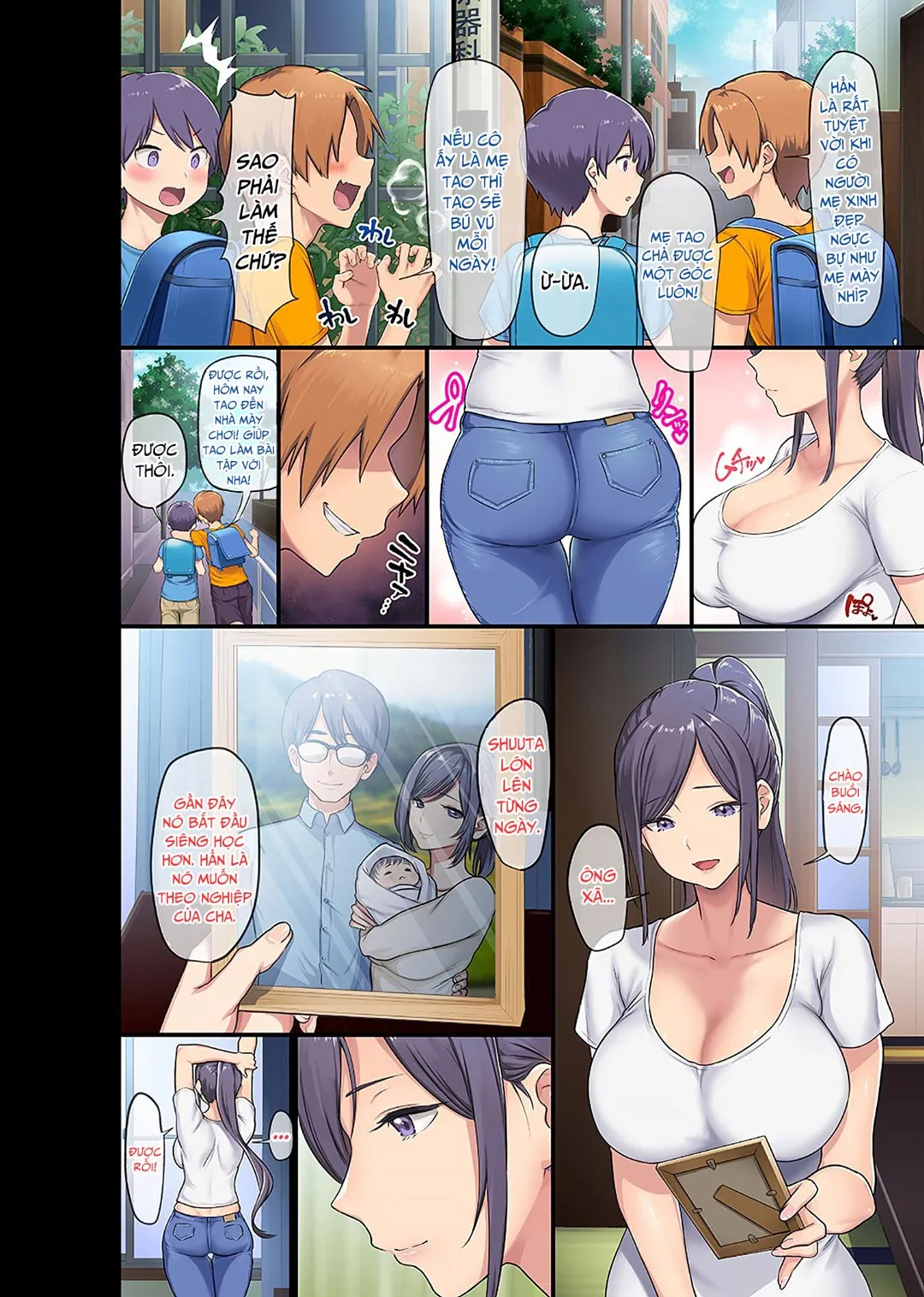 HentaiVN.net - Ảnh 4 - Kyonyuu Miboujin to Musuko no Waruui Otomodachi Honpen Rensai [Giant Boobs Widow and Her Son's Very. Very Bad Friend] - Chap 1