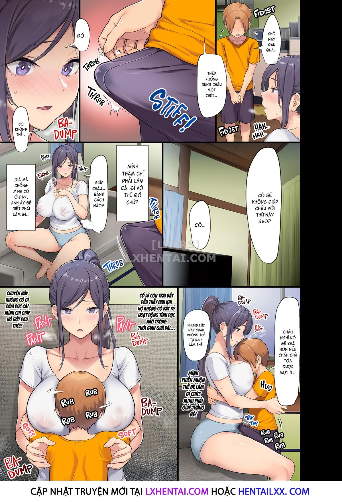 HentaiVN.net - Ảnh 14 - Kyonyuu Miboujin to Musuko no Waruui Otomodachi Honpen Rensai [Giant Boobs Widow and Her Son's Very. Very Bad Friend] - Oneshot - Không che