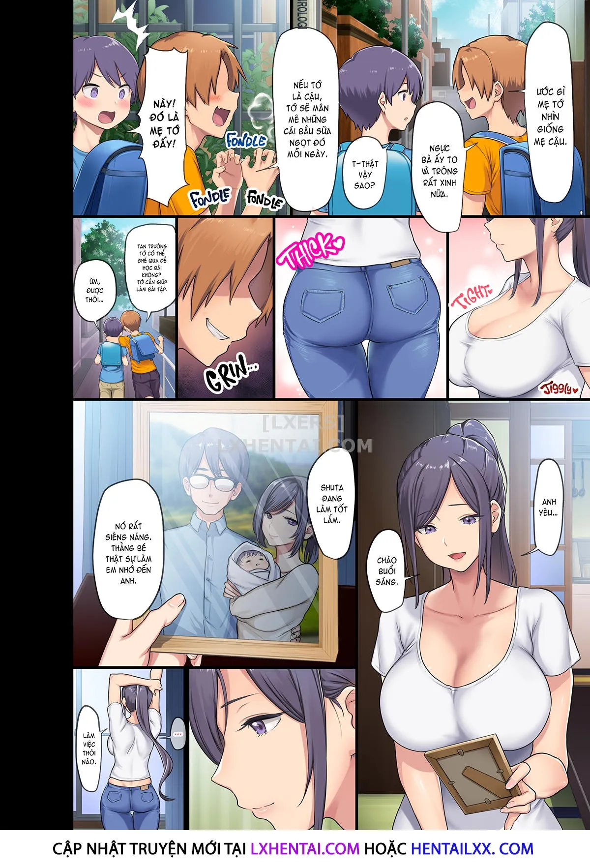 HentaiVN.net - Ảnh 5 - Kyonyuu Miboujin to Musuko no Waruui Otomodachi Honpen Rensai [Giant Boobs Widow and Her Son's Very. Very Bad Friend] - Oneshot - Không che
