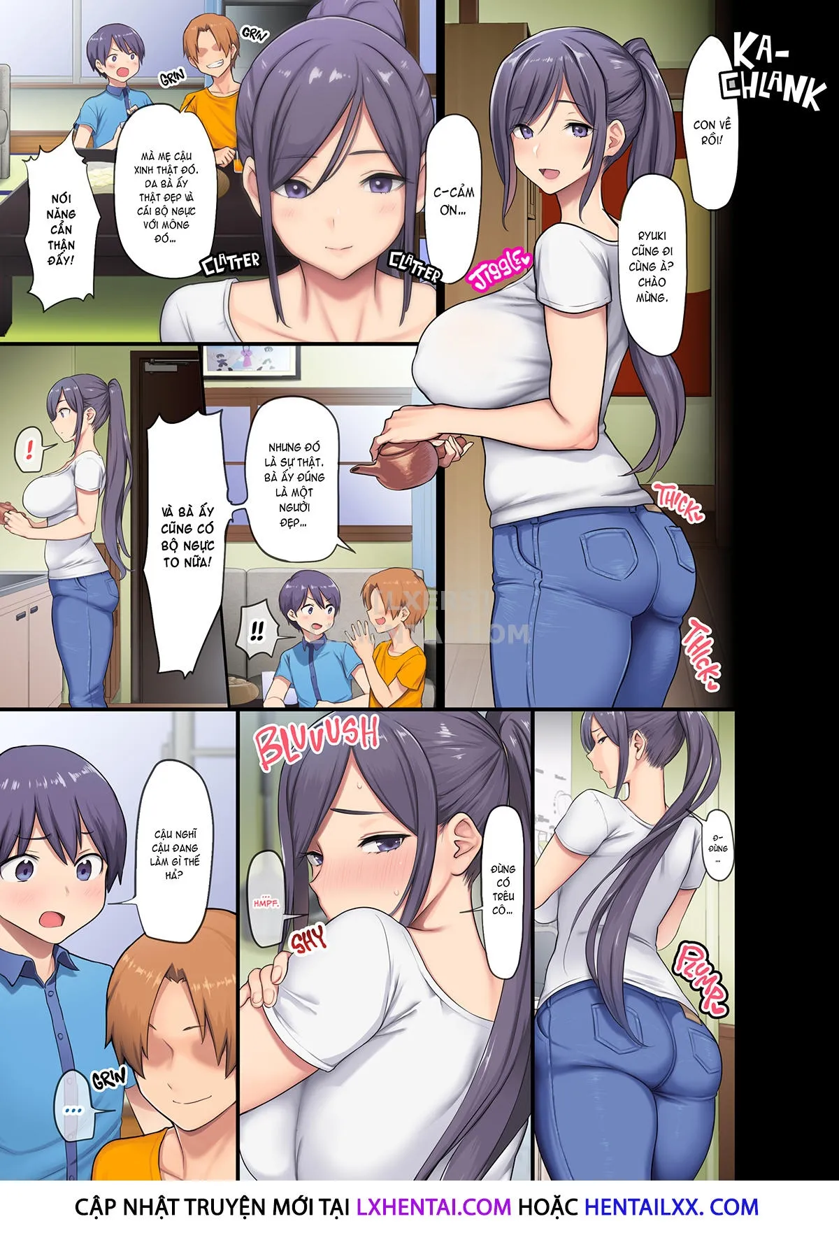 HentaiVN.net - Ảnh 6 - Kyonyuu Miboujin to Musuko no Waruui Otomodachi Honpen Rensai [Giant Boobs Widow and Her Son's Very. Very Bad Friend] - Oneshot - Không che