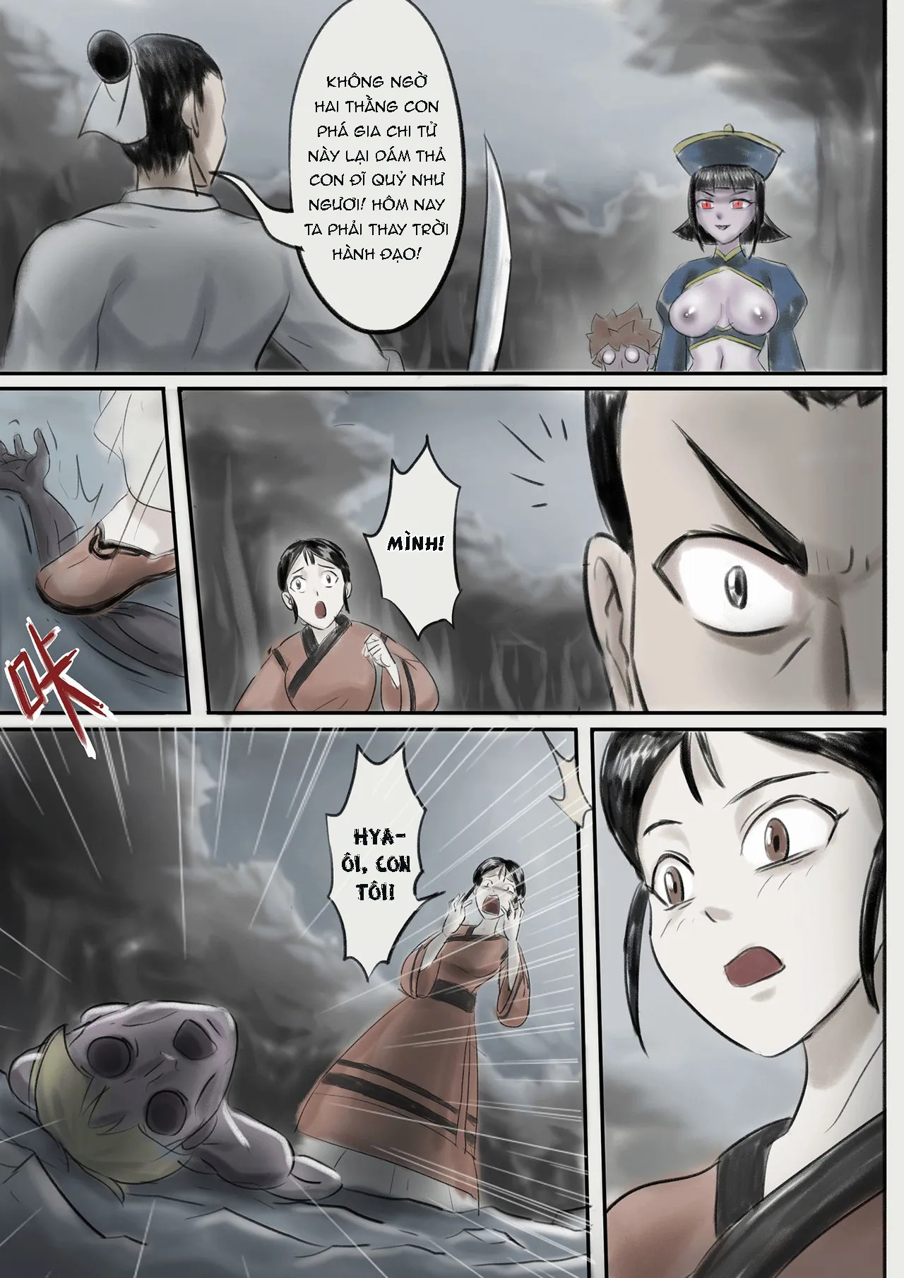 HentaiVN.net - Ảnh 7 - Ma nữ thức tỉnh - Chap 2 - Gia đình tan vỡ và con ku đỏ