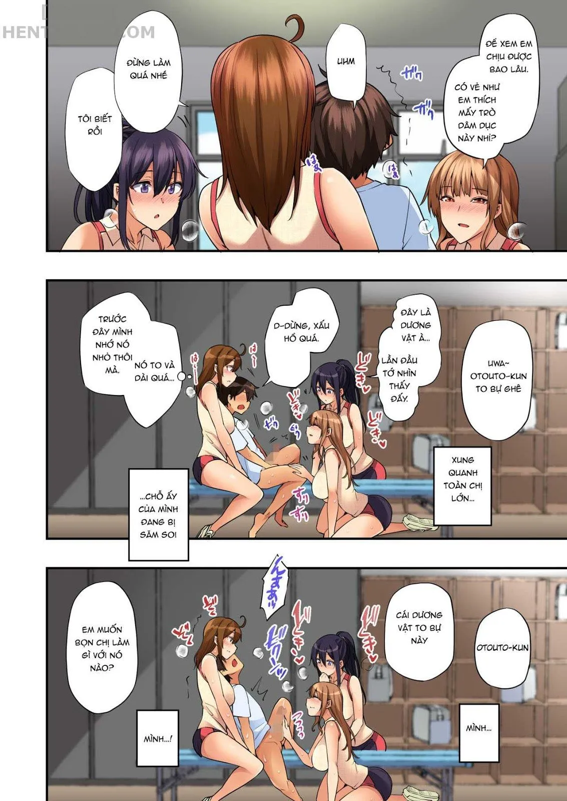 HentaiVN.net - Ảnh 14 - Onee-chan no Wasuremono o Todoke ni Kita Hazu nanoni [3 vs 1 Volleyball Match] - Oneshot - Có che