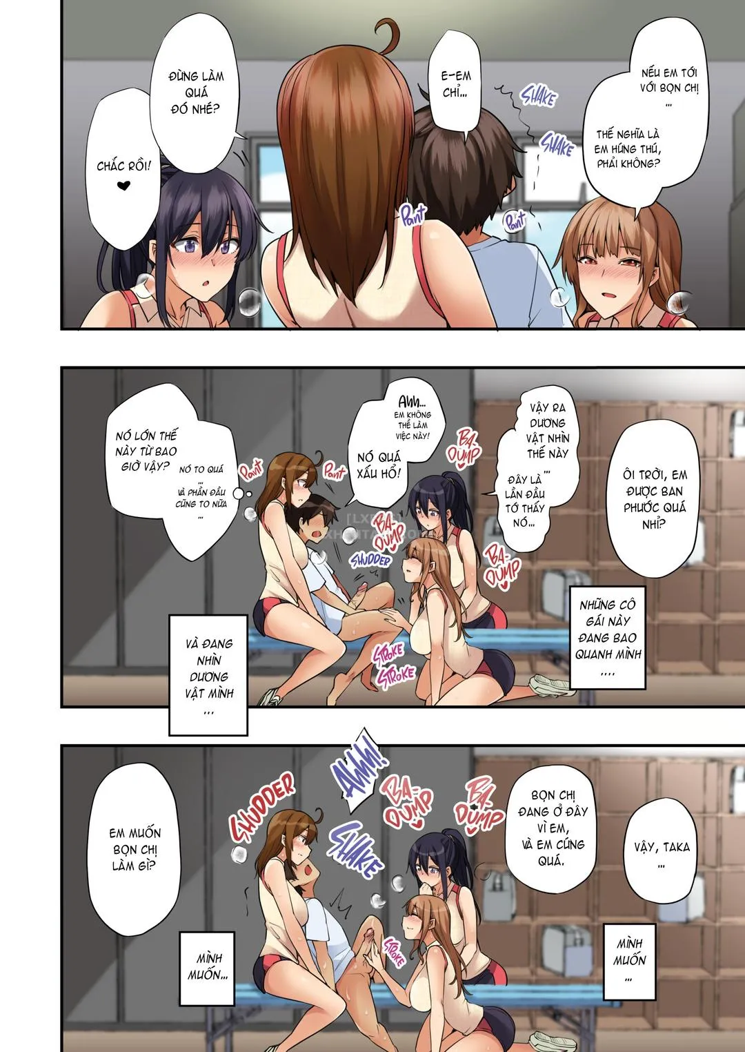 HentaiVN.net - Ảnh 18 - Onee-chan no Wasuremono o Todoke ni Kita Hazu nanoni [3 vs 1 Volleyball Match] - Chap 1 - Không che