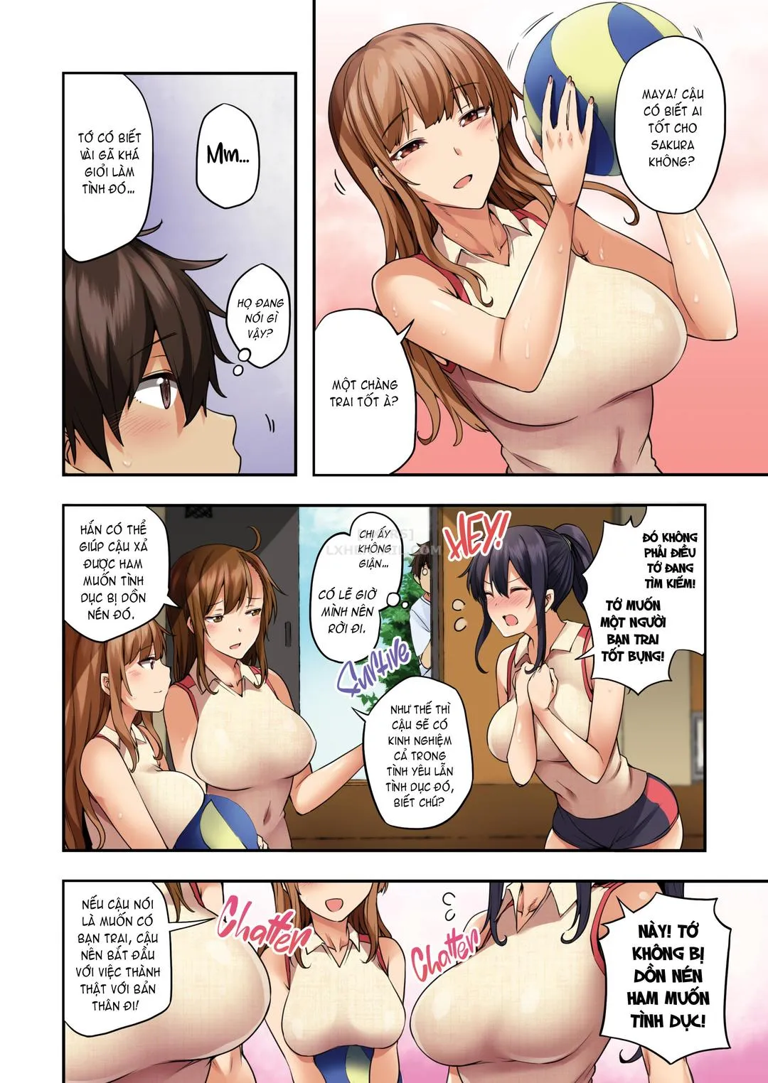 HentaiVN.net - Ảnh 8 - Onee-chan no Wasuremono o Todoke ni Kita Hazu nanoni [3 vs 1 Volleyball Match] - Chap 1 - Không che