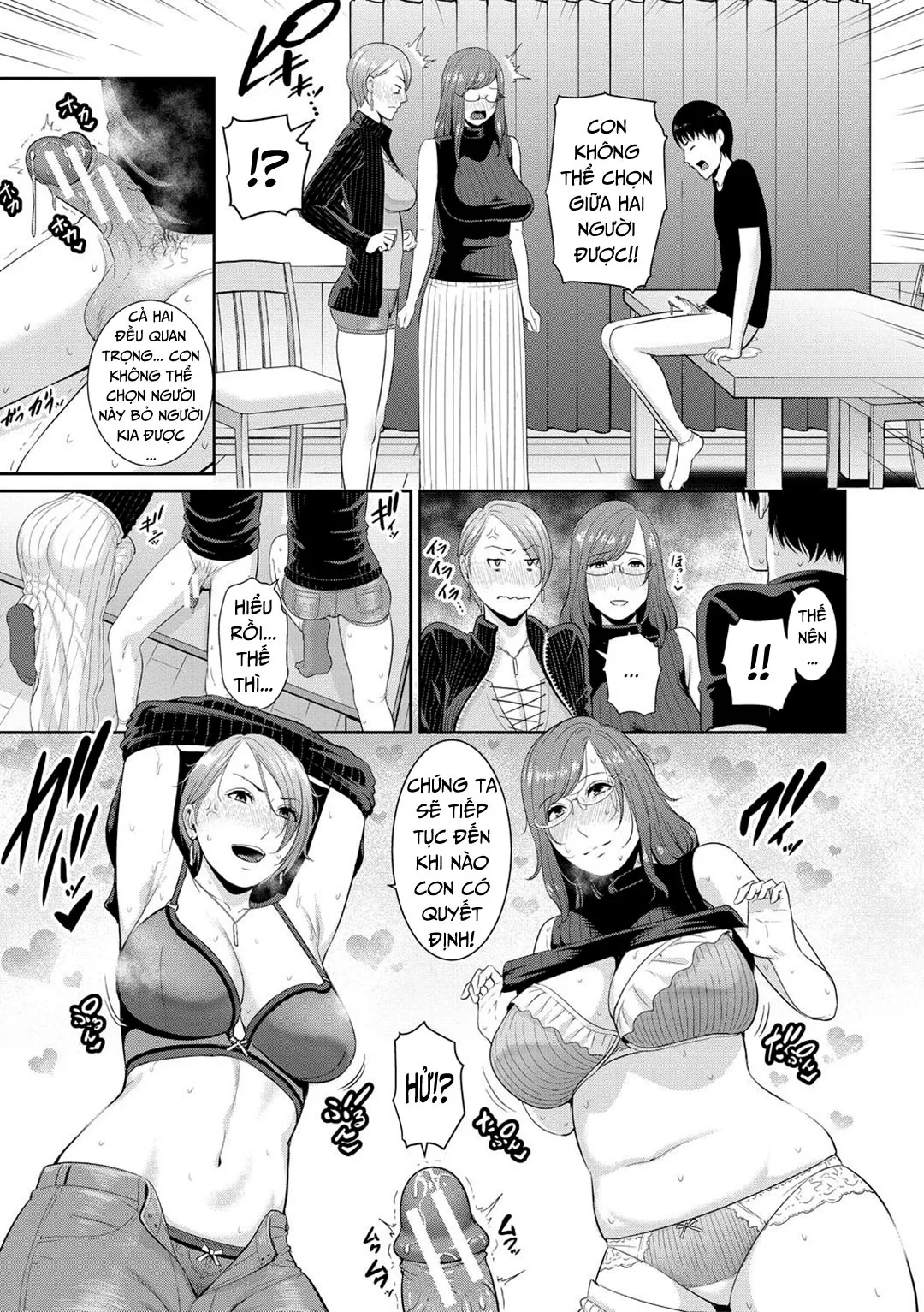 HentaiVN.net - Ảnh 8 - Ba người mẹ cuồng dâm [My Three Horny Moms; Boku dake no inbo-tachi] - Chap 4