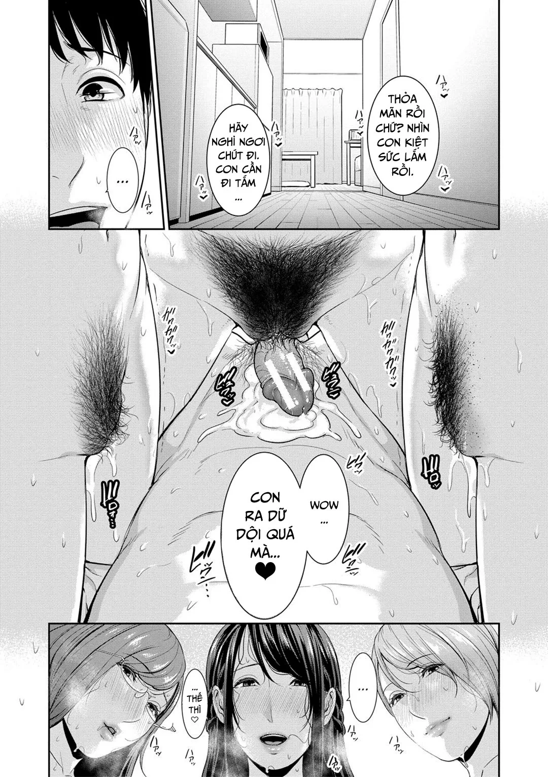 HentaiVN.net - Ảnh 23 - Ba người mẹ cuồng dâm [My Three Horny Moms; Boku dake no inbo-tachi] - Chap 8 - END
