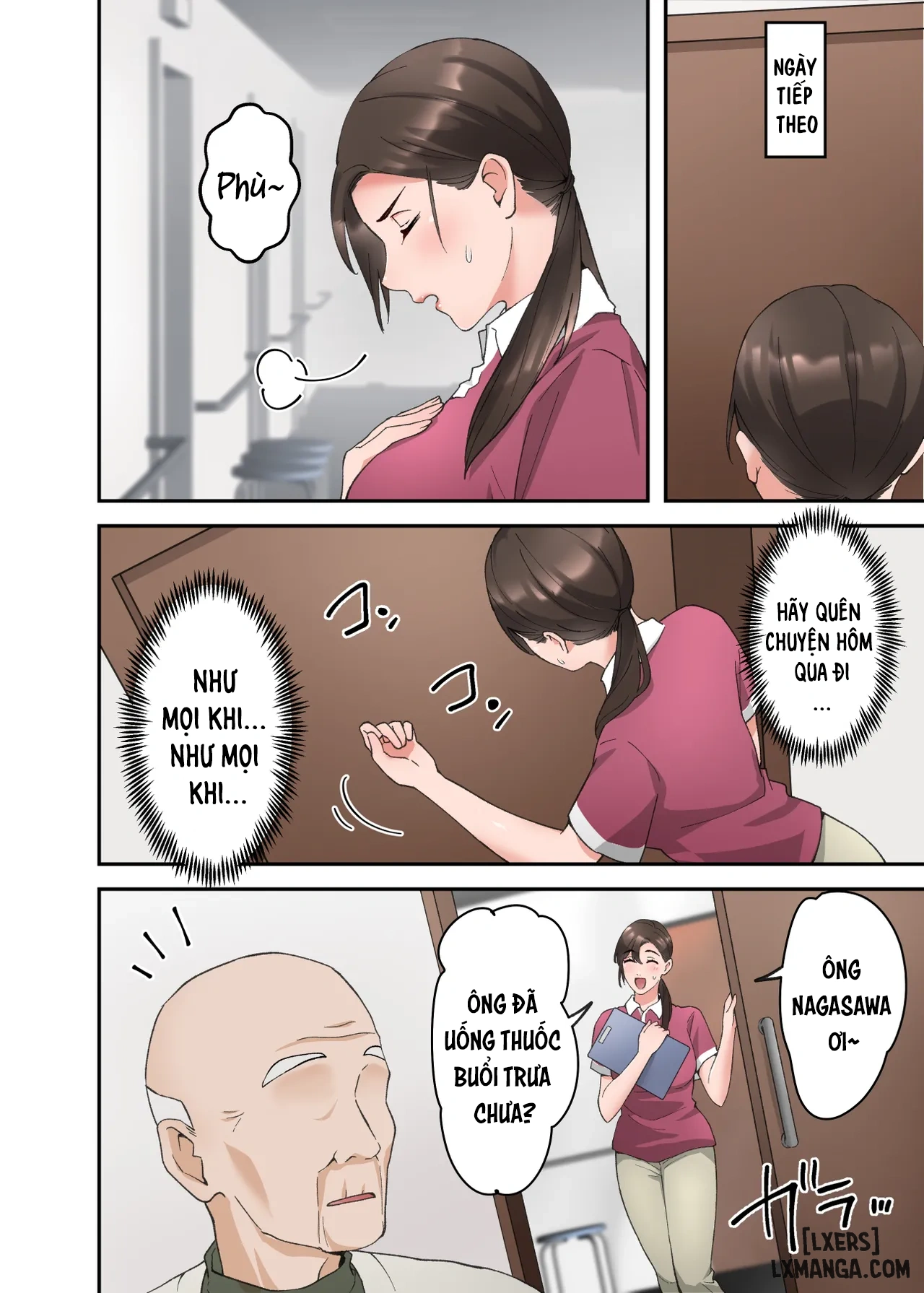 HentaiVN.net - Ảnh 25 - Hitozuma no Kaigoshi ga Yoboyobo Jii-san ni Ikasare Makuru Hanashi - Oneshot