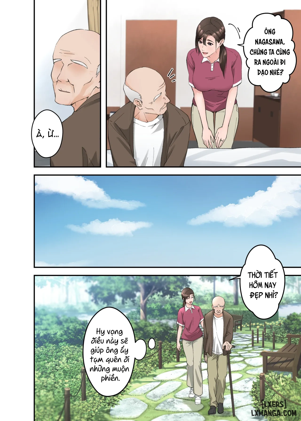 HentaiVN.net - Ảnh 3 - Hitozuma no Kaigoshi ga Yoboyobo Jii-san ni Ikasare Makuru Hanashi - Oneshot