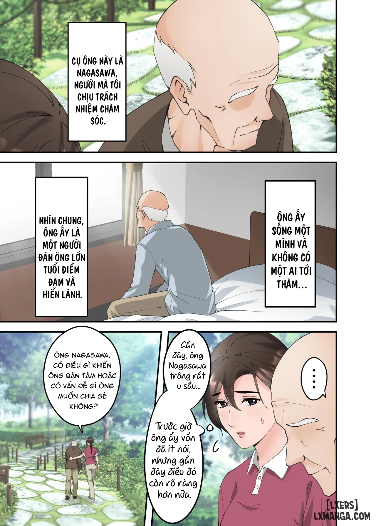 HentaiVN.net - Ảnh 4 - Hitozuma no Kaigoshi ga Yoboyobo Jii-san ni Ikasare Makuru Hanashi - Oneshot