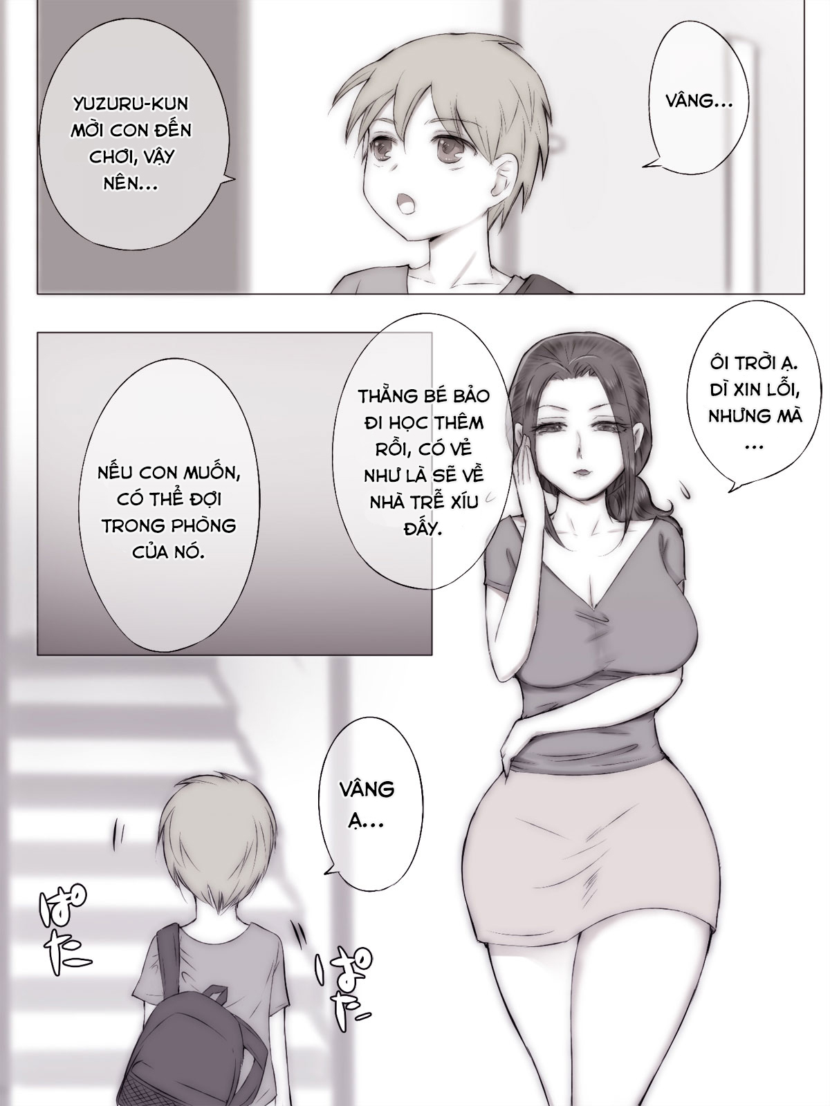 HentaiVN.net - Ảnh 3 - Mùa hè vui vẻ với mẹ bạn [Natsuyasumi Tomodachi no Mama ni; Summer Vacation with My Friend's Mom] - Chap 1