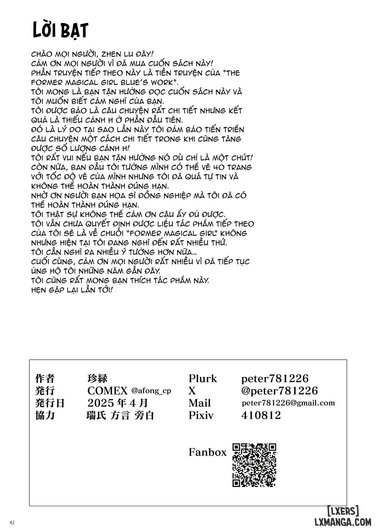 HentaiVN.net - Ảnh 42 - Moto Mahou Shoujo no Shigoto Hanashi Ao Zenjitsutan - Oneshot.