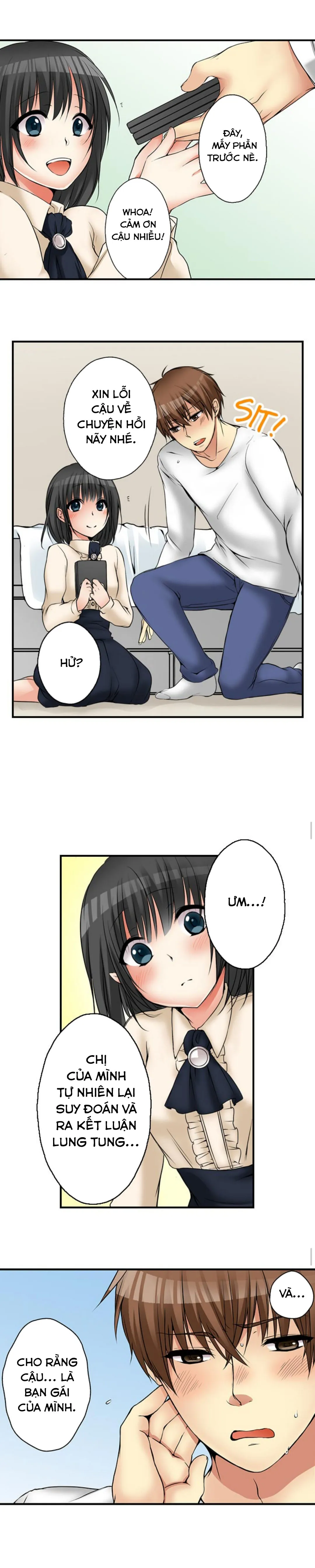 HentaiVN.net - Ảnh 10 - Chuyện Tình Giữa Tôi Và Cô Chị Không Cùng Huyết Thống! [I Did Naughty Things With My (Drunk) Sister] - Chap 16: Thịt Hay Không Thịt!?