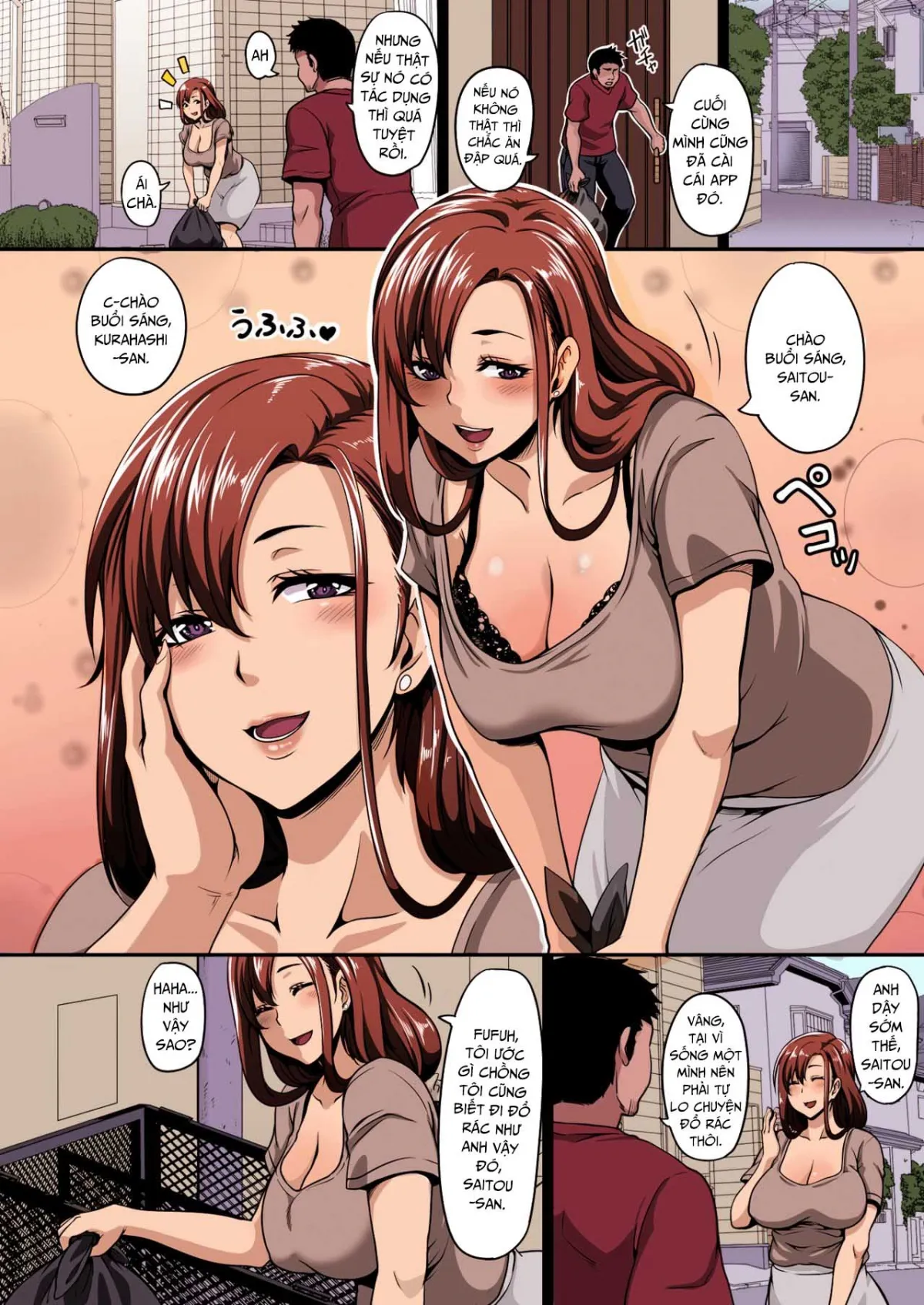 HentaiVN.net - Ảnh 4 - Thôi miên cô vợ hàng xóm [Otonari no Hitozuma o Joushiki Kaihen Appli de Hame Houdai!] - Oneshot