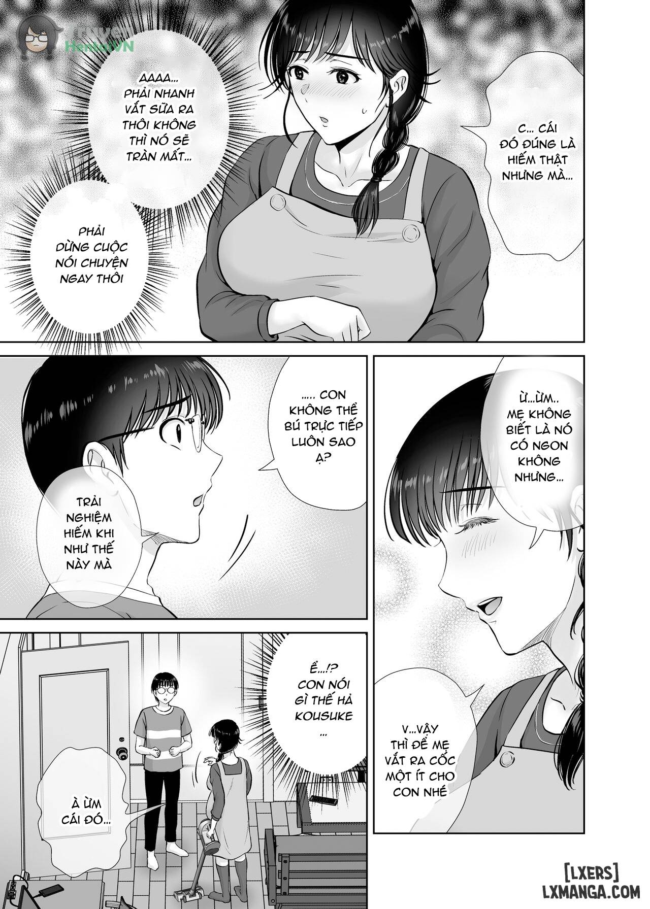 HentaiVN.net - Ảnh 32 - Kyonyuu Kaa-san ga Boku no Me mo Mae de 2 ~Bonyuu Mamire de Ikimakutta Hanashi~ - Oneshot