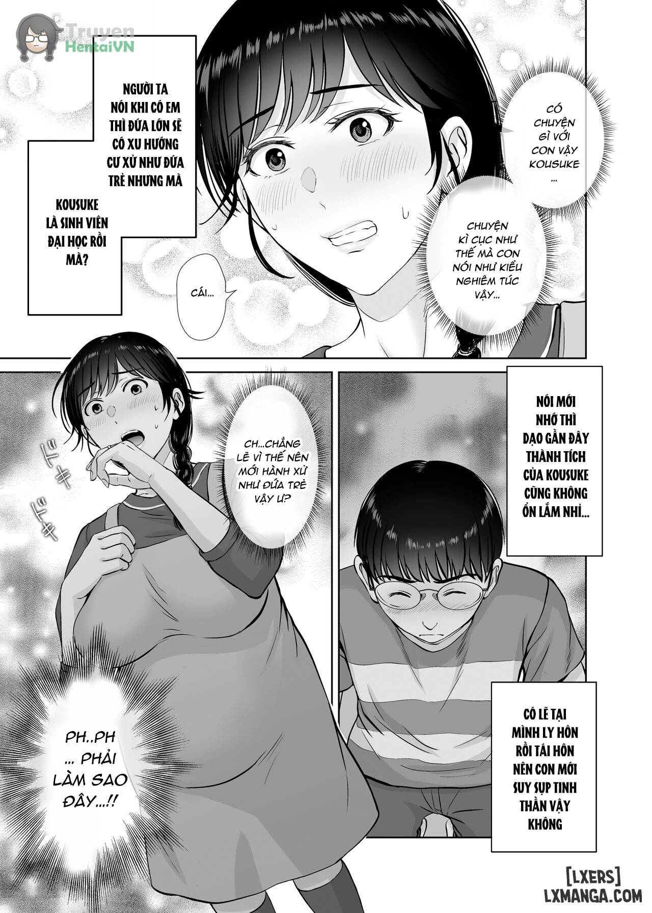 HentaiVN.net - Ảnh 34 - Kyonyuu Kaa-san ga Boku no Me mo Mae de 2 ~Bonyuu Mamire de Ikimakutta Hanashi~ - Oneshot