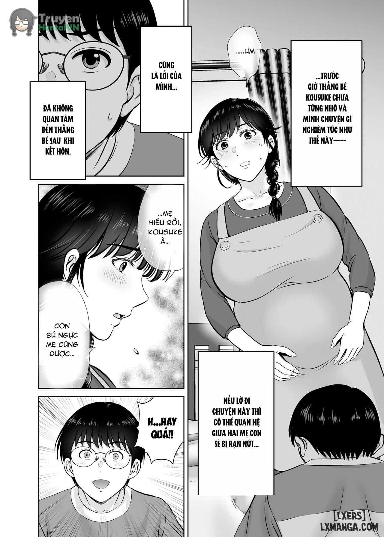 HentaiVN.net - Ảnh 35 - Kyonyuu Kaa-san ga Boku no Me mo Mae de 2 ~Bonyuu Mamire de Ikimakutta Hanashi~ - Oneshot