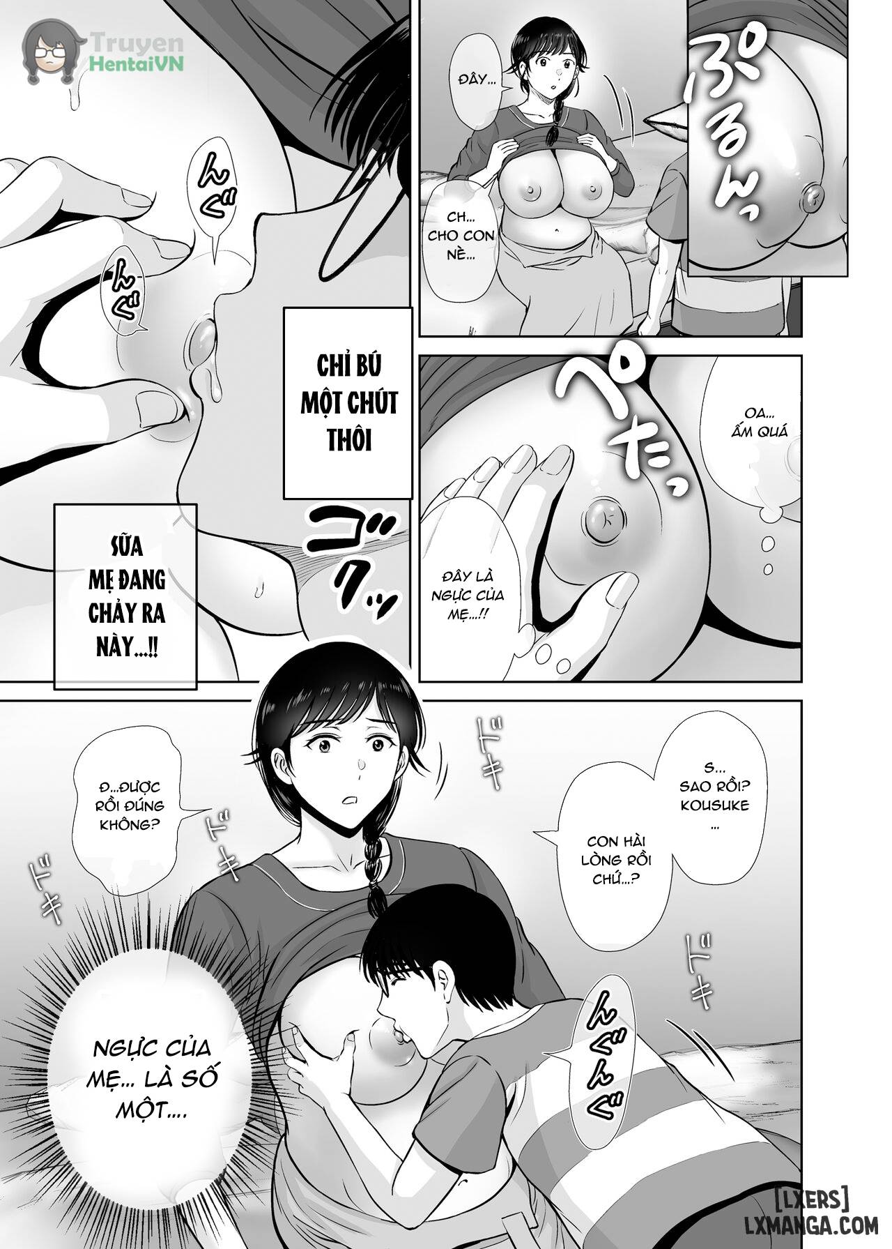 HentaiVN.net - Ảnh 36 - Kyonyuu Kaa-san ga Boku no Me mo Mae de 2 ~Bonyuu Mamire de Ikimakutta Hanashi~ - Oneshot