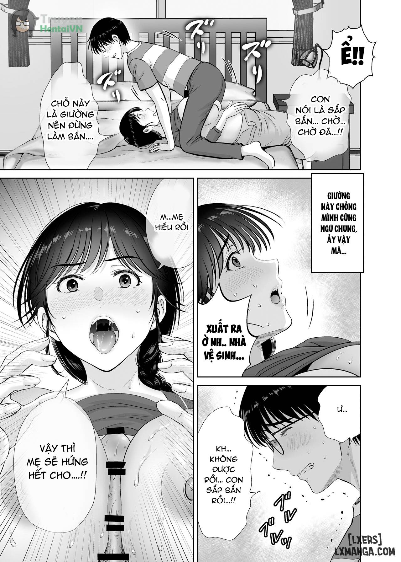 HentaiVN.net - Ảnh 40 - Kyonyuu Kaa-san ga Boku no Me mo Mae de 2 ~Bonyuu Mamire de Ikimakutta Hanashi~ - Oneshot
