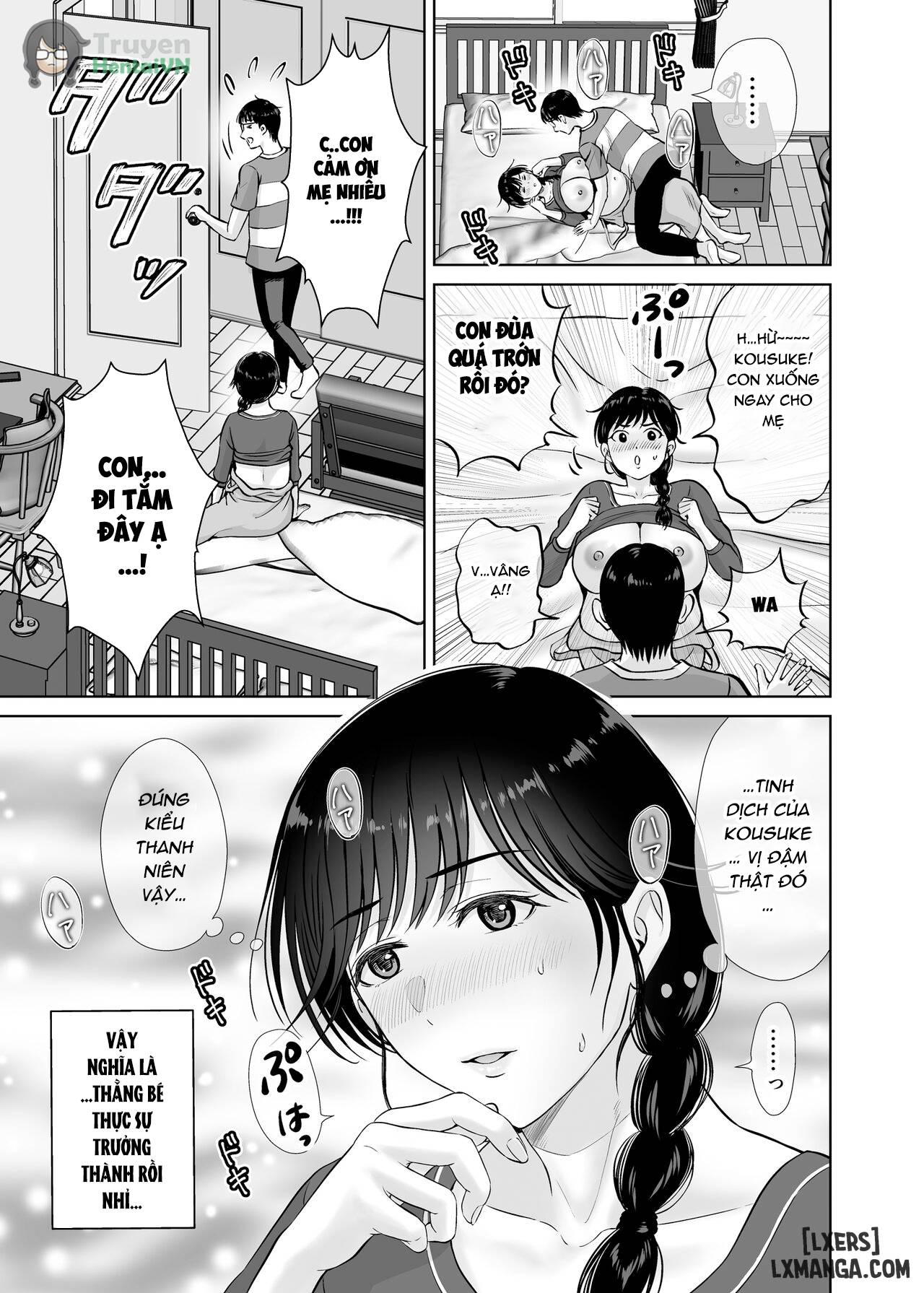 HentaiVN.net - Ảnh 44 - Kyonyuu Kaa-san ga Boku no Me mo Mae de 2 ~Bonyuu Mamire de Ikimakutta Hanashi~ - Oneshot