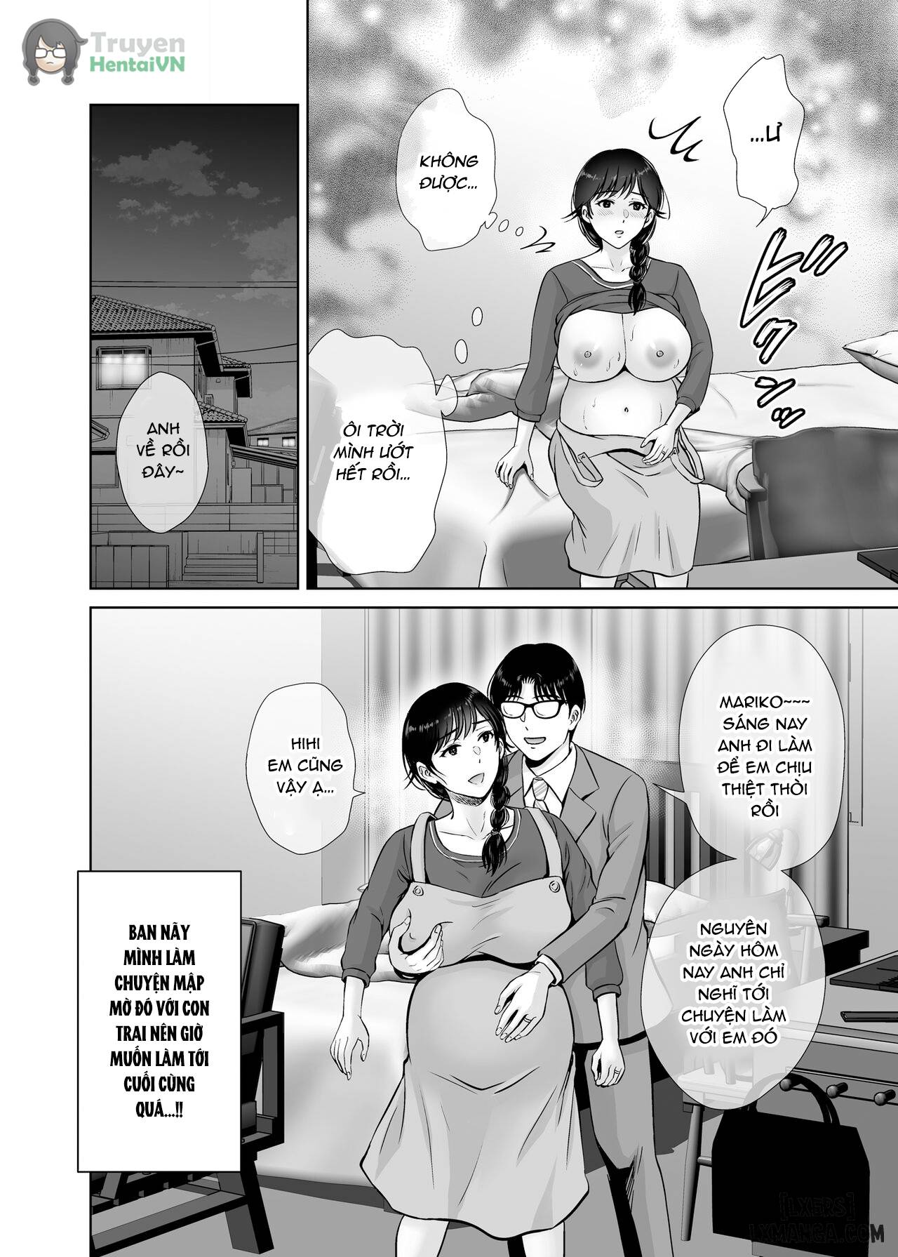 HentaiVN.net - Ảnh 45 - Kyonyuu Kaa-san ga Boku no Me mo Mae de 2 ~Bonyuu Mamire de Ikimakutta Hanashi~ - Oneshot