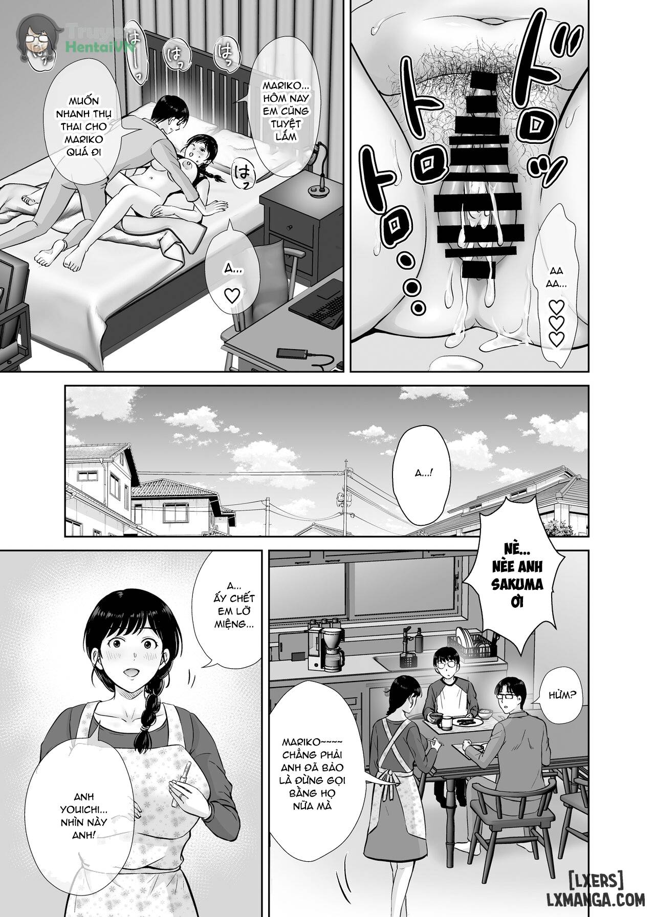 HentaiVN.net - Ảnh 8 - Kyonyuu Kaa-san ga Boku no Me mo Mae de 2 ~Bonyuu Mamire de Ikimakutta Hanashi~ - Oneshot