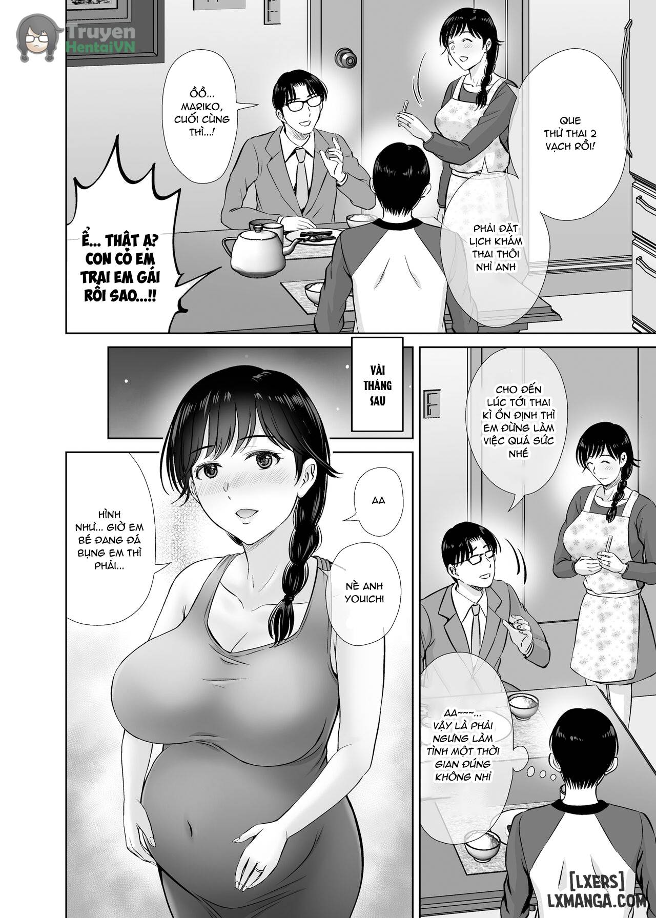 HentaiVN.net - Ảnh 9 - Kyonyuu Kaa-san ga Boku no Me mo Mae de 2 ~Bonyuu Mamire de Ikimakutta Hanashi~ - Oneshot