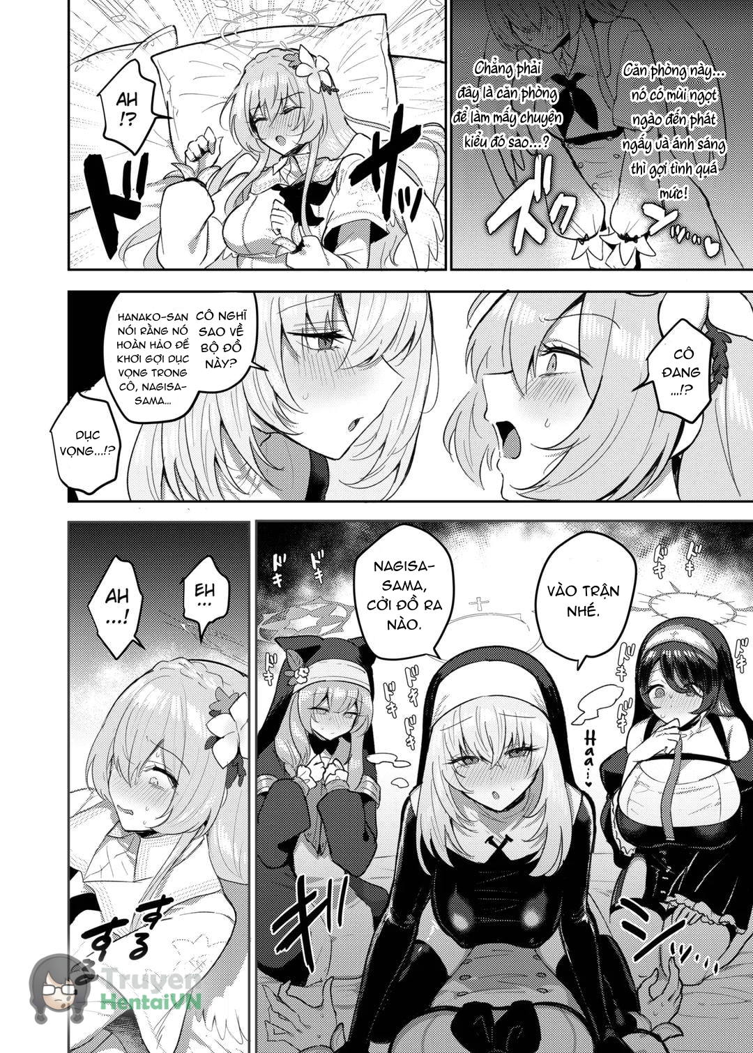 HentaiVN.net - Ảnh 10 - Futanari Tea Party Dosukebe Tougijou Nagisa VS Sisterhood + Kyuugo Kishidan (Blue Archive) - Oneshot