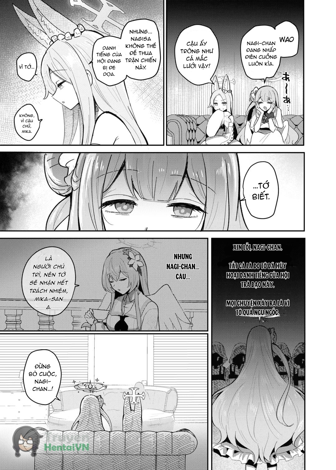 HentaiVN.net - Ảnh 19 - Futanari Tea Party Dosukebe Tougijou Nagisa VS Sisterhood + Kyuugo Kishidan (Blue Archive) - Oneshot