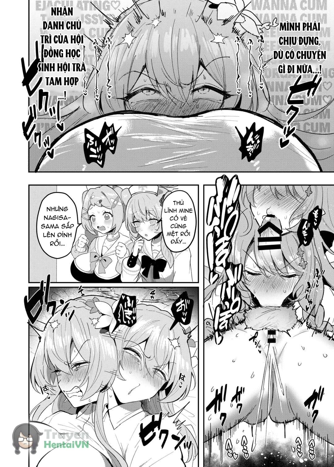 HentaiVN.net - Ảnh 20 - Futanari Tea Party Dosukebe Tougijou Nagisa VS Sisterhood + Kyuugo Kishidan (Blue Archive) - Oneshot