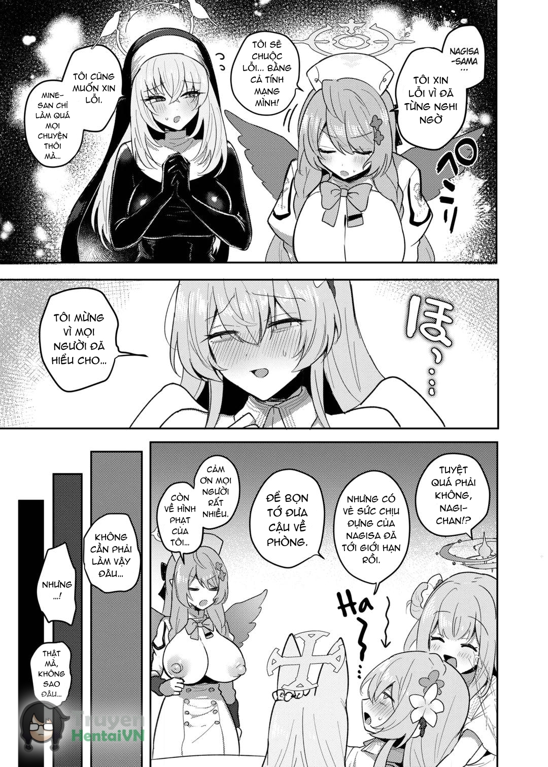 HentaiVN.net - Ảnh 25 - Futanari Tea Party Dosukebe Tougijou Nagisa VS Sisterhood + Kyuugo Kishidan (Blue Archive) - Oneshot