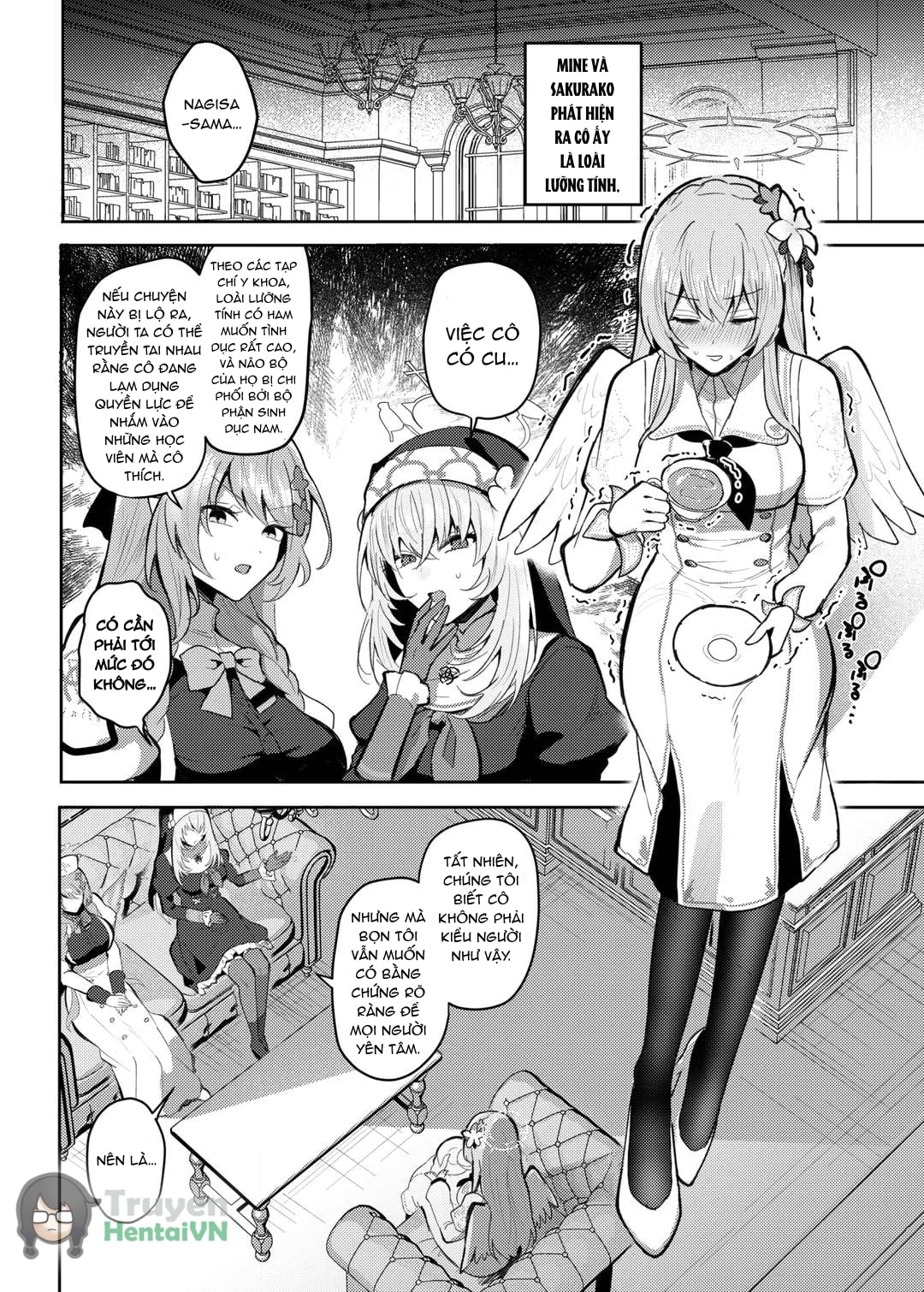 HentaiVN.net - Ảnh 4 - Futanari Tea Party Dosukebe Tougijou Nagisa VS Sisterhood + Kyuugo Kishidan (Blue Archive) - Oneshot