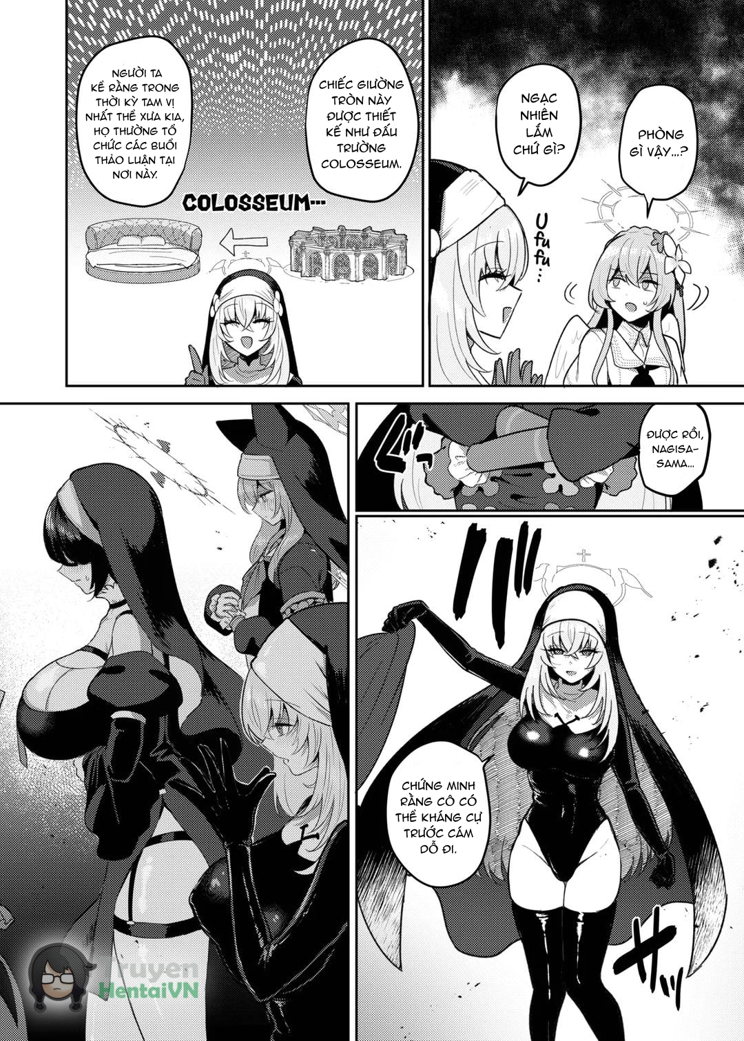 HentaiVN.net - Ảnh 8 - Futanari Tea Party Dosukebe Tougijou Nagisa VS Sisterhood + Kyuugo Kishidan (Blue Archive) - Oneshot