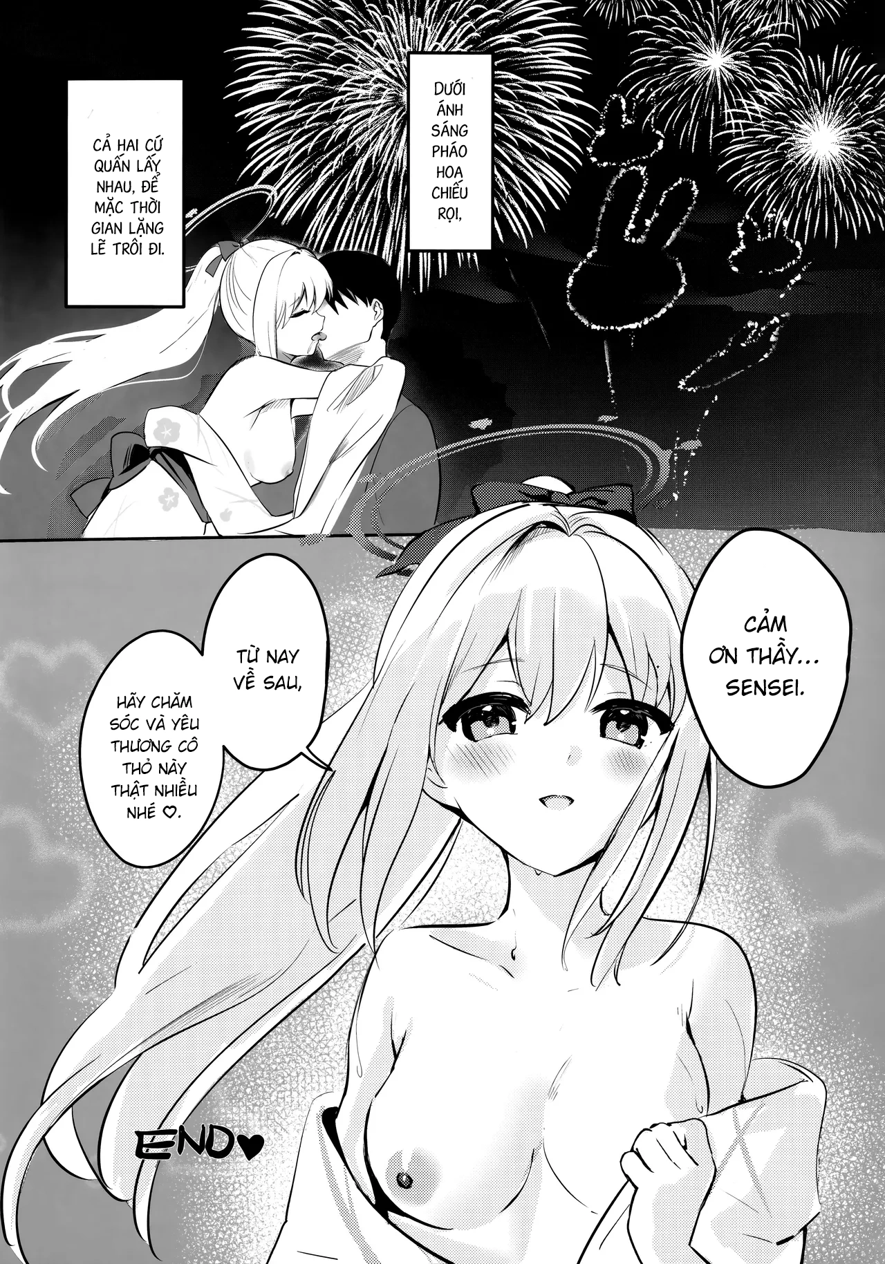 HentaiVN.net - Ảnh 29 - Pháo hoa và thỏ ngọc. Blue Archive - One shot khô dái mừng trung thu