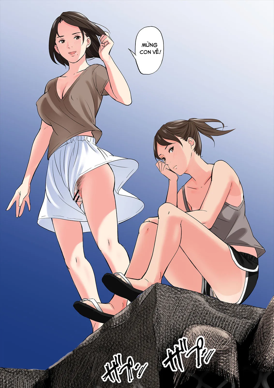 HentaiVN.net - Ảnh 3 - Về quê thằng bạn, tôi phát hiện nhiều điều. [Tomodachi no Gibo to Ane ni Yuuwaku sareru Hanashi; A tale of the temptation of my friend's stepmom and sister] - Chap 1
