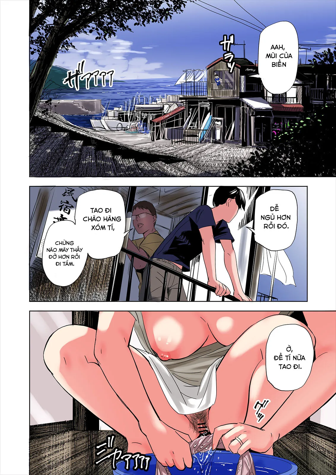 HentaiVN.net - Ảnh 8 - Về quê thằng bạn, tôi phát hiện nhiều điều. [Tomodachi no Gibo to Ane ni Yuuwaku sareru Hanashi; A tale of the temptation of my friend's stepmom and sister] - Chap 1