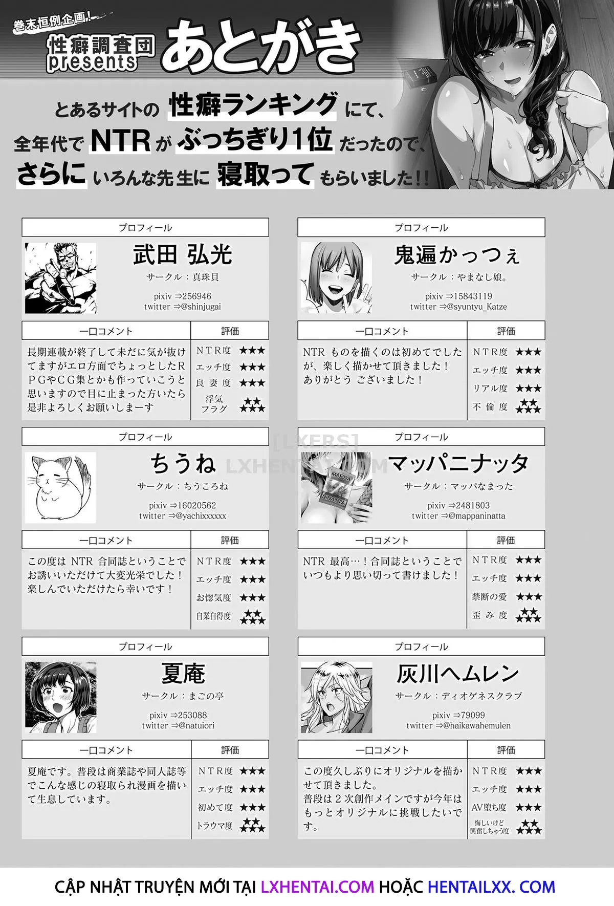 HentaiVN.net - Ảnh 22 - Toaru Site no Seiheki Ranking nite, Zennendai de NTR ga Bucchigiri 1-i Datta no de, Sara ni Ironna Onnanoko o Netotte Moraimashita!! [とあるサイトの性癖ランキングにて、全年代でNTRがぶっちぎり1位だったので、さらにいろんな女の娘を寝取ってもらいました!!] - Chap 4 - END