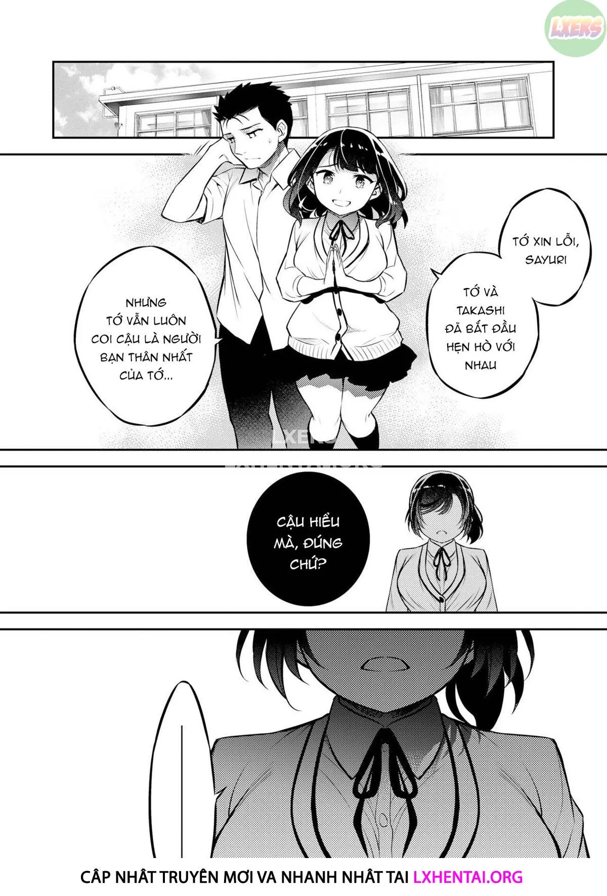 HentaiVN.net - Ảnh 40 - Sayuri - Kareshi to Hatsu H Mokuzen ni Chikan ni NTR-reta Shoujo - Chap 6 - While She is NTRing Her Boyfriend He is Busy Fucking Her Best Friend