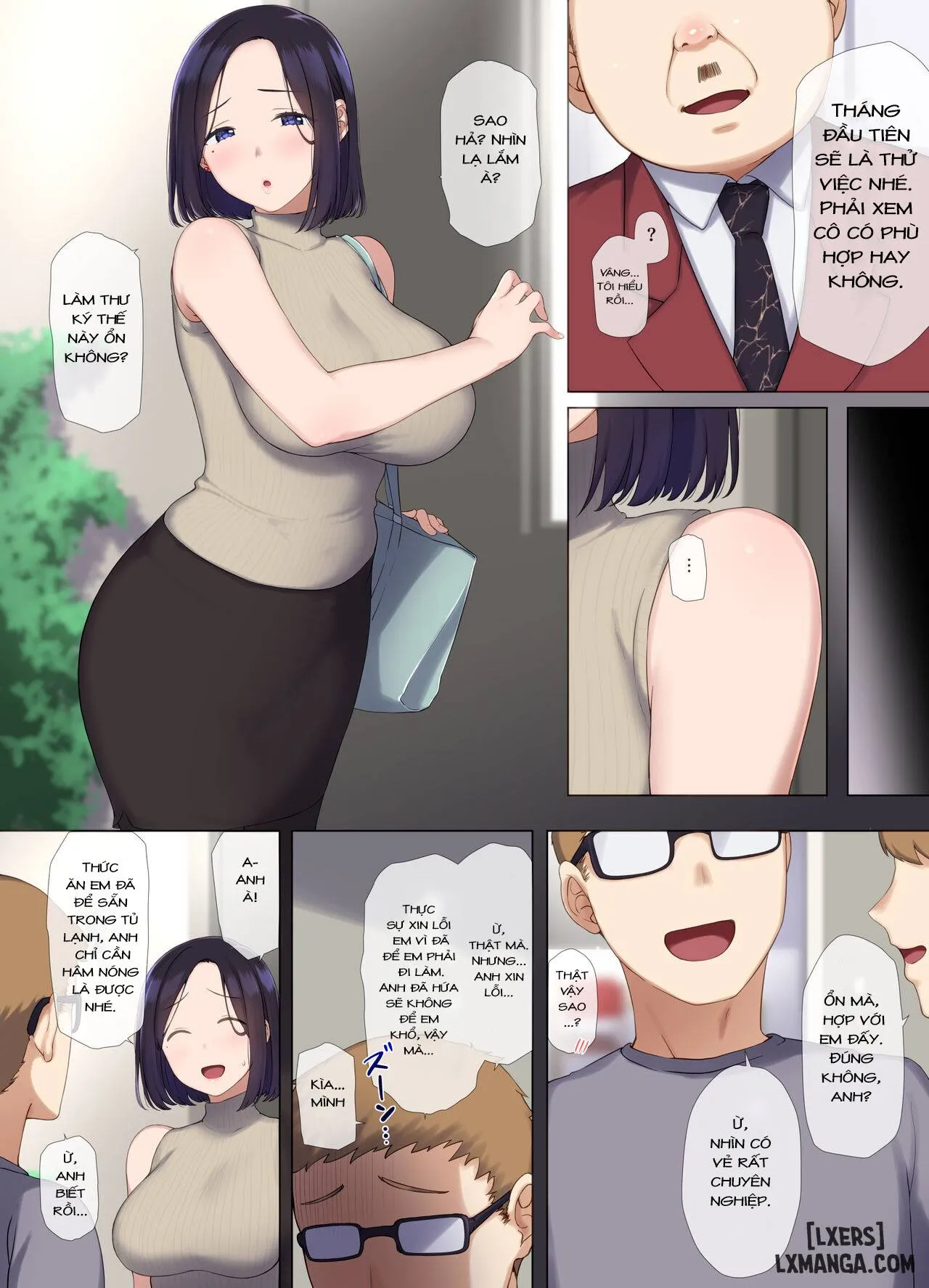 HentaiVN.net - Ảnh 8 - Hitozuma OL no Oshigoto wa Shachou no Musuko no Seishori Benki desu - Chap 1.
