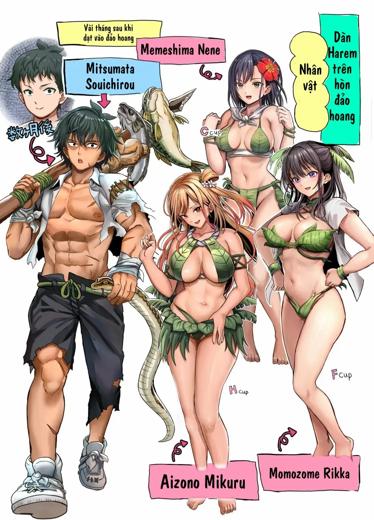 HentaiVN.net - Ảnh 4 - Mujintou Sounans Harem [無人島遭難ハーレム] - Chap 1