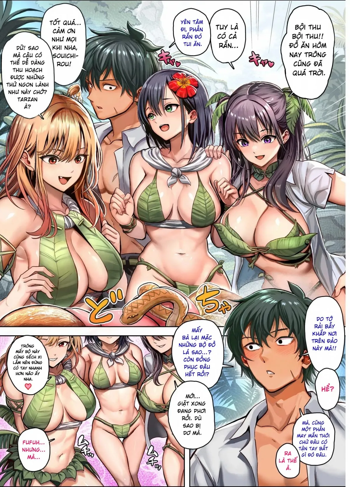 HentaiVN.net - Ảnh 9 - Mujintou Sounans Harem [無人島遭難ハーレム] - Chap 1