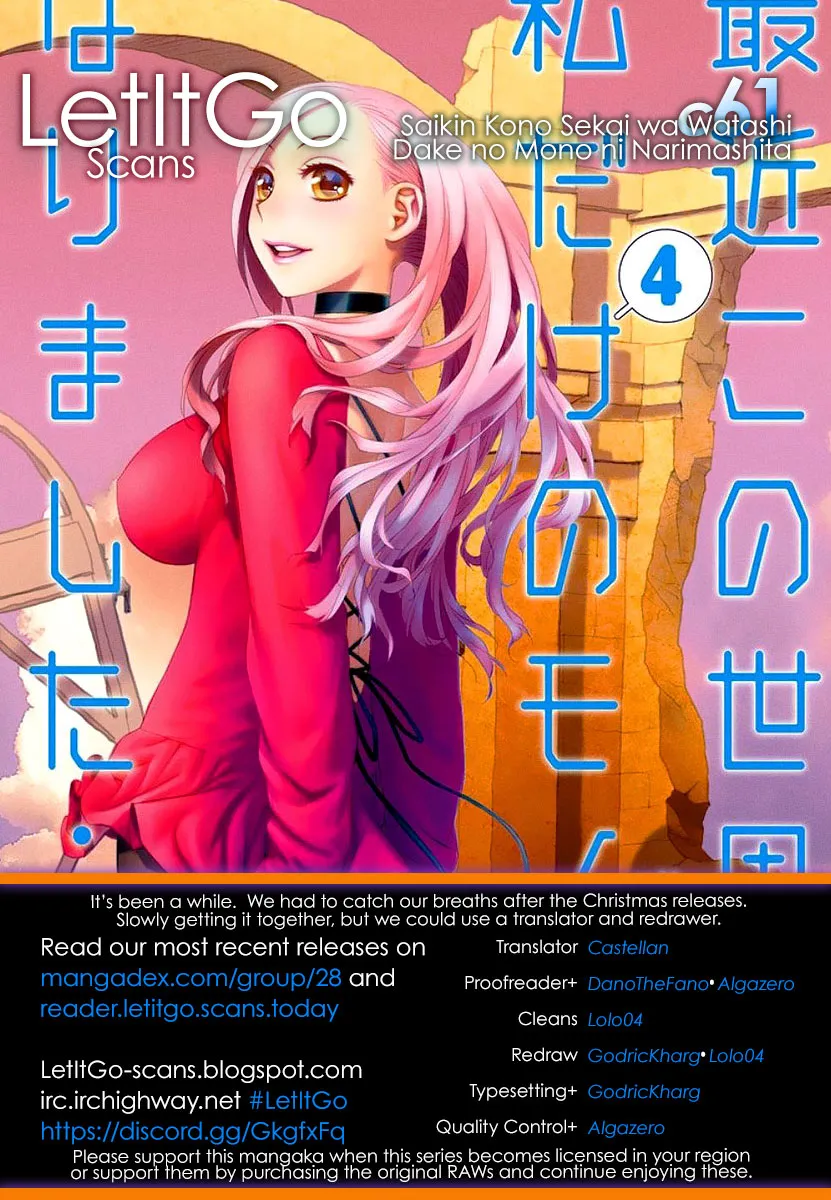 HentaiVN.net - Ảnh 5 - Saikin Kono Sekai wa Watashi dake no Mono ni Narimashita...... [Recently, this world became only mine; Gần đây, thế giới chỉ còn mỗi mình tôi] - Chương 61