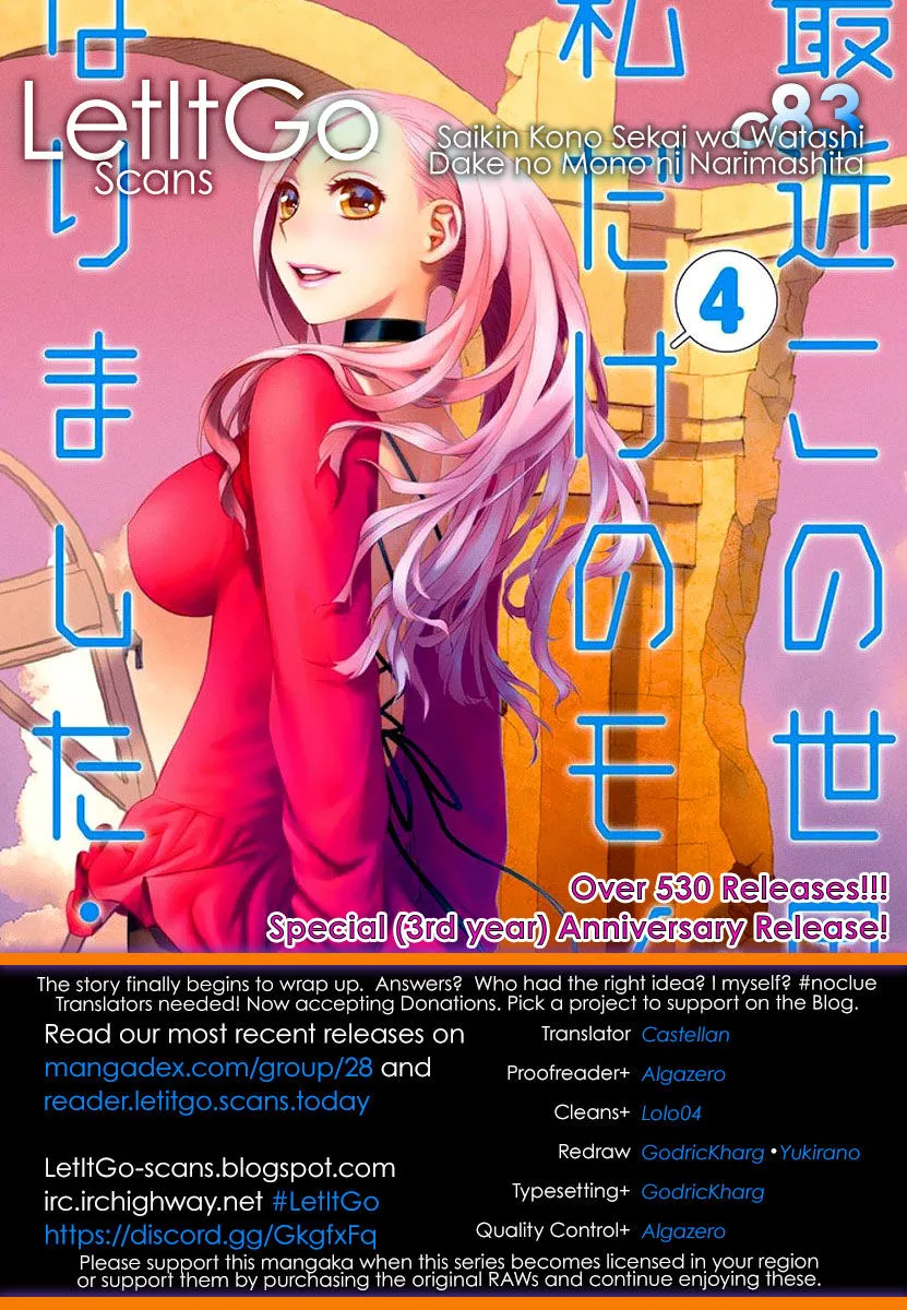 HentaiVN.net - Ảnh 5 - Saikin Kono Sekai wa Watashi dake no Mono ni Narimashita...... [Recently, this world became only mine; Gần đây, thế giới chỉ còn mỗi mình tôi] - Chương 83