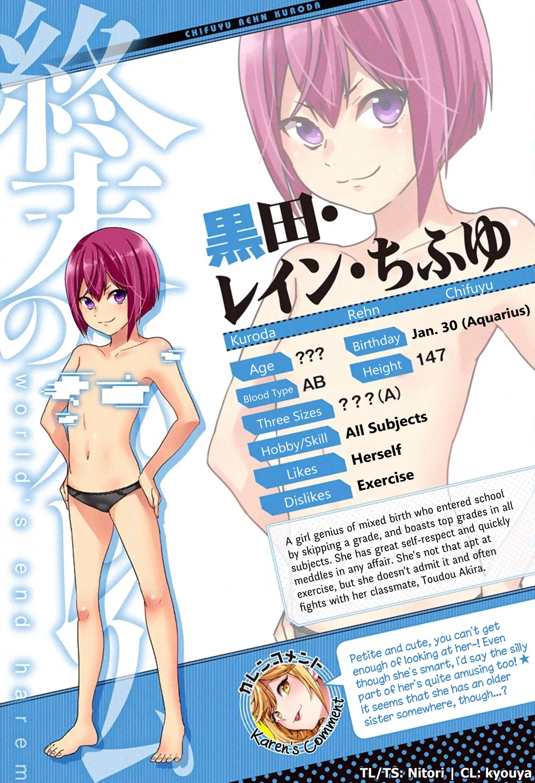 HentaiVN.net - Ảnh 10 - Dàn Harem Cuối Cùng [Shumatsu no harem; World's End Harem; 終末のハーレム] - Chap 19.1: Thông tin nhân vật